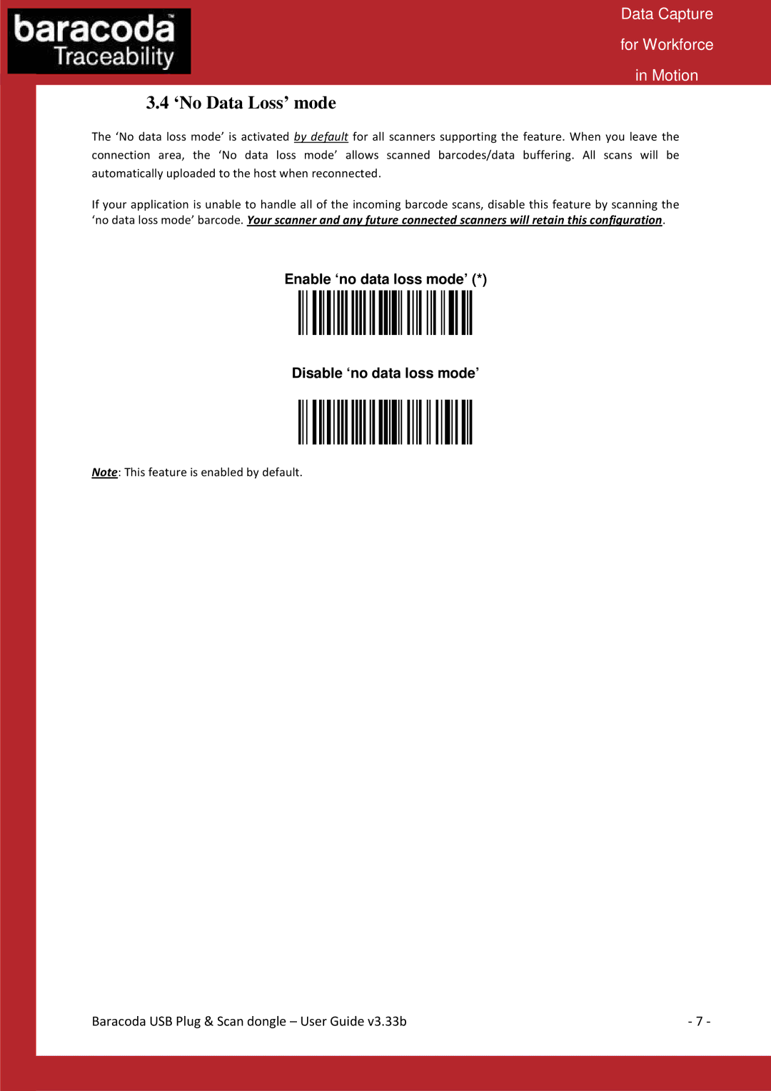 Baracoda Computer Drive manual ‘No Data Loss’ mode 