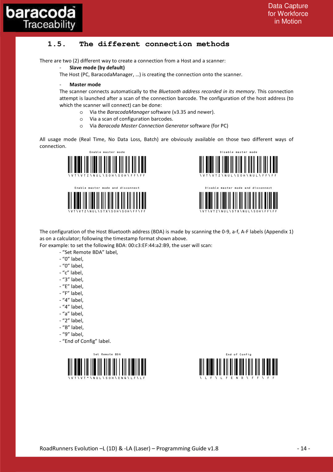 Baracoda LA (LASER), L (1D) manual Different connection methods, Master mode 