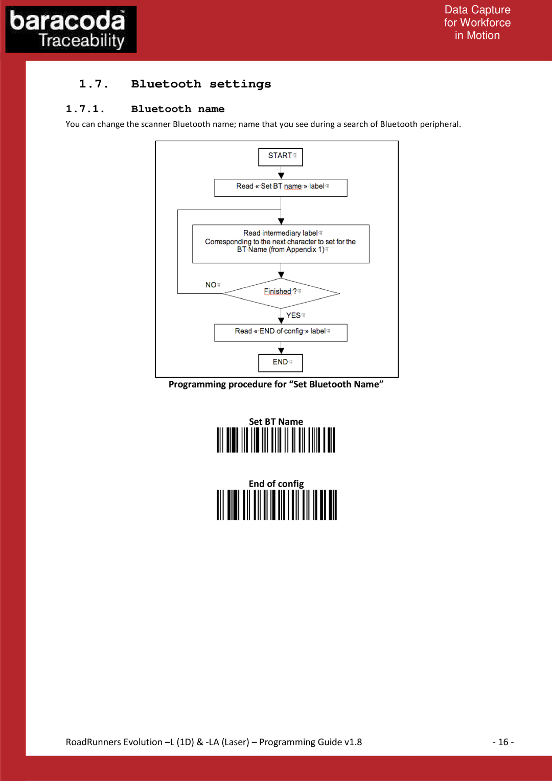 Baracoda LA (LASER), L (1D) manual Bluetooth settings, Bluetooth name 