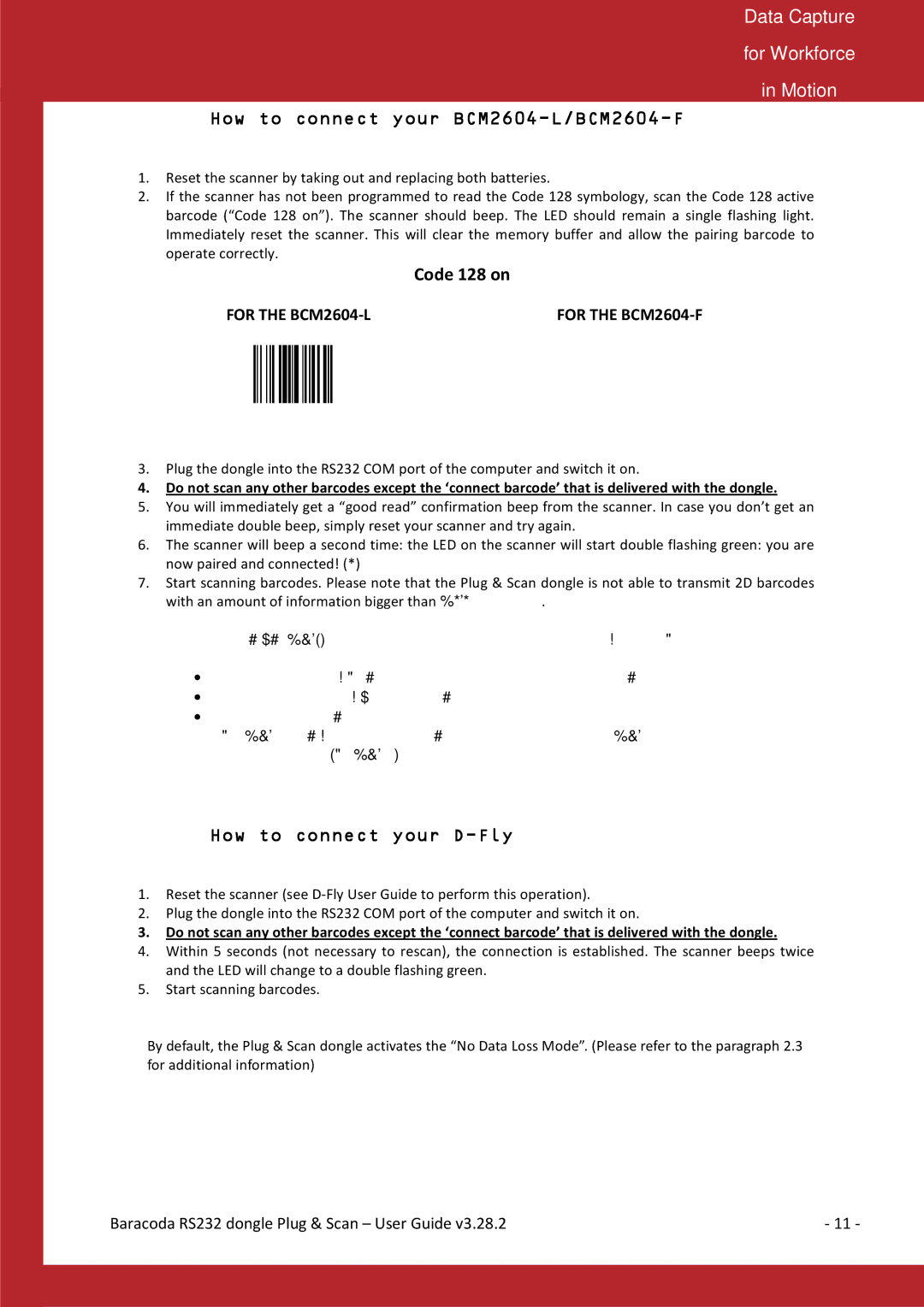 Baracoda RS232RS232 manual How to connect your BCM2604-L/BCM2604-F, How to connect your D-Fly 