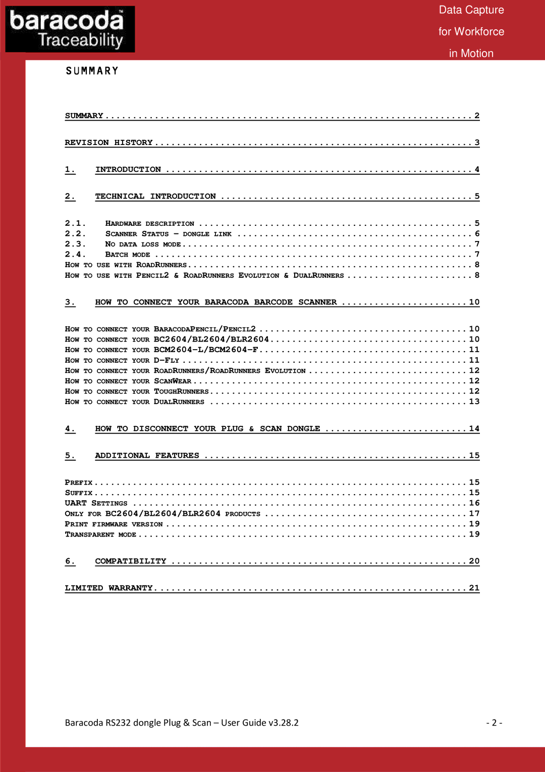 Baracoda RS232RS232 manual Summary 