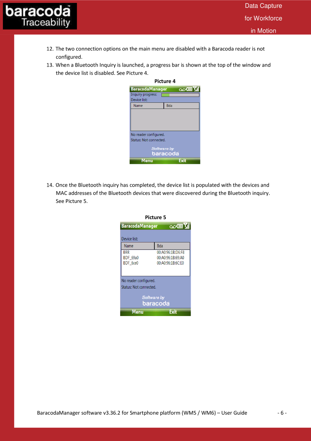 Baracoda V3.36.2 manual Data Capture For Workforce Motion 