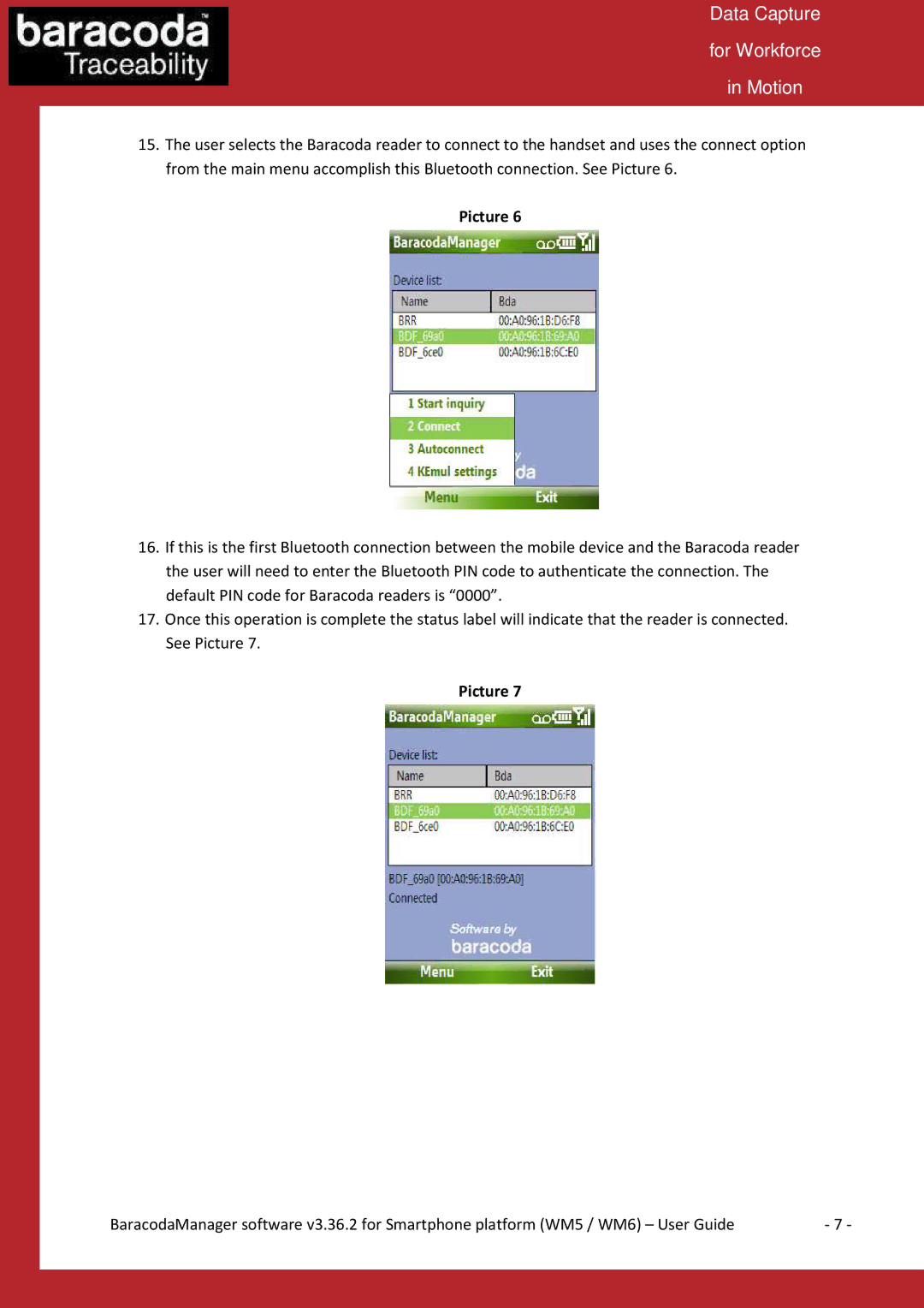 Baracoda V3.36.2 manual Data Capture For Workforce Motion 