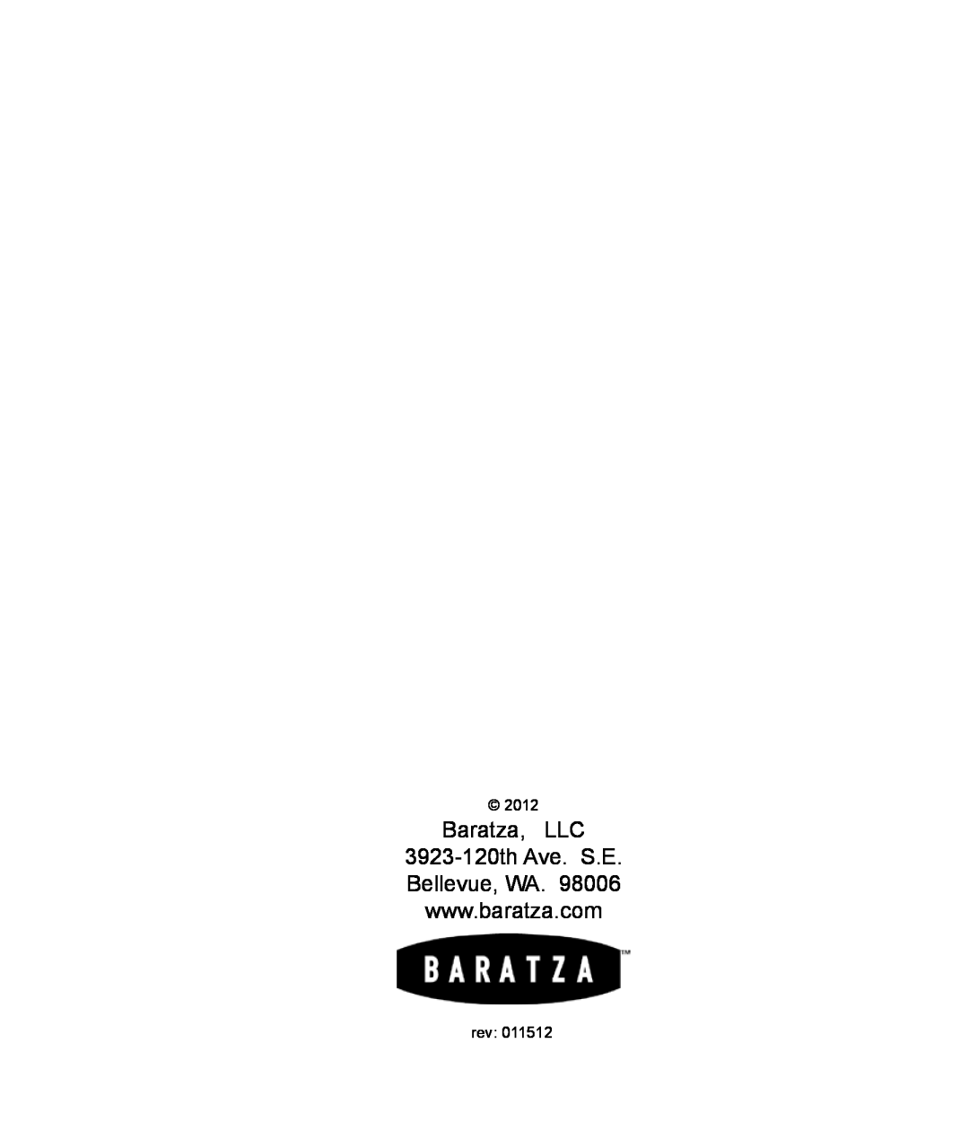 Baratza G385 manual Baratza, LLC 3923-120th Ave. S.E Bellevue, WA, 2012 