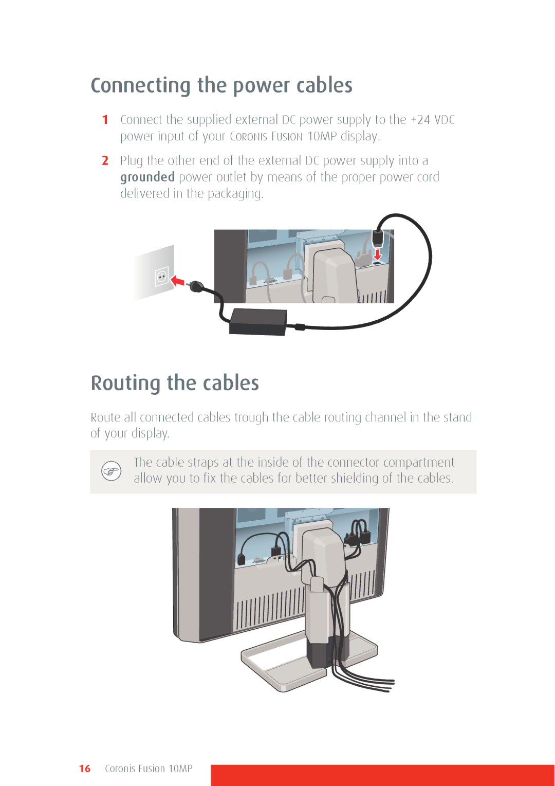 Barco 10MP manual Connecting the power cables, Routing the cables 