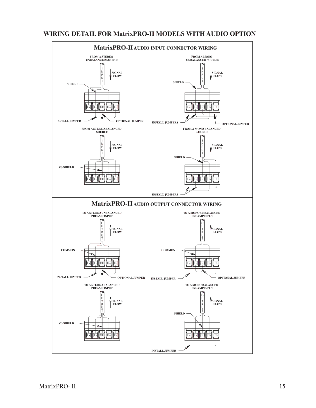 Barco 12X8, 32X32, matrixpro-II 12x8 manual Wiring Detail for MatrixPRO-II Models with Audio Option 