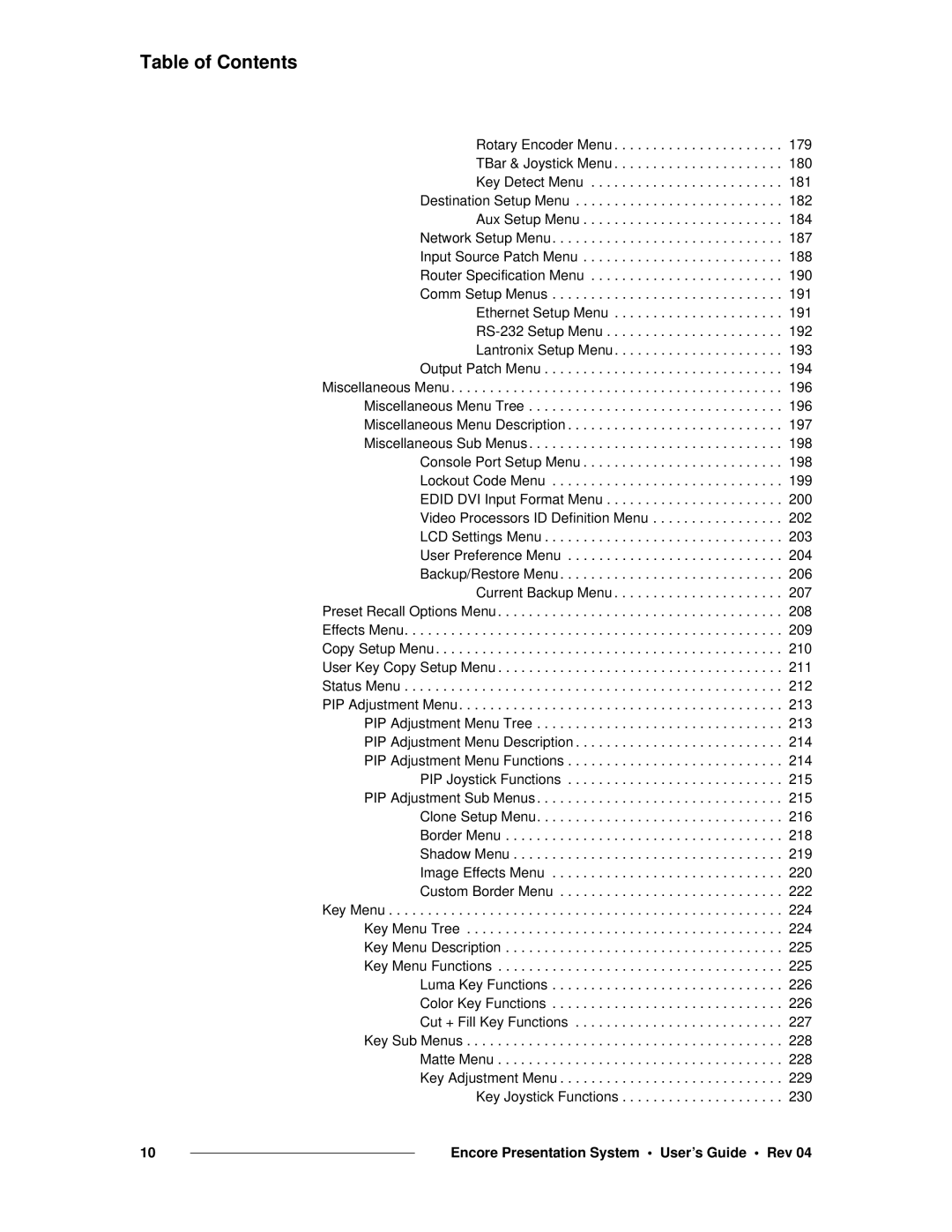 Barco 26-0313000-00 manual Table of Contents 