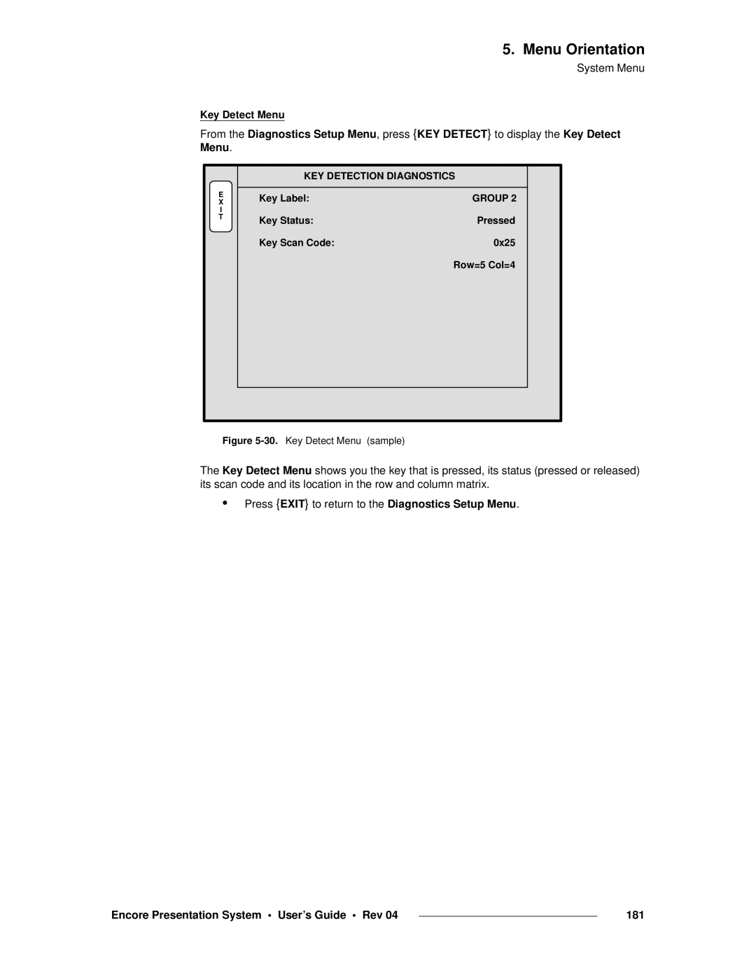 Barco 26-0313000-00 manual KEY Detection Diagnostics, Group 