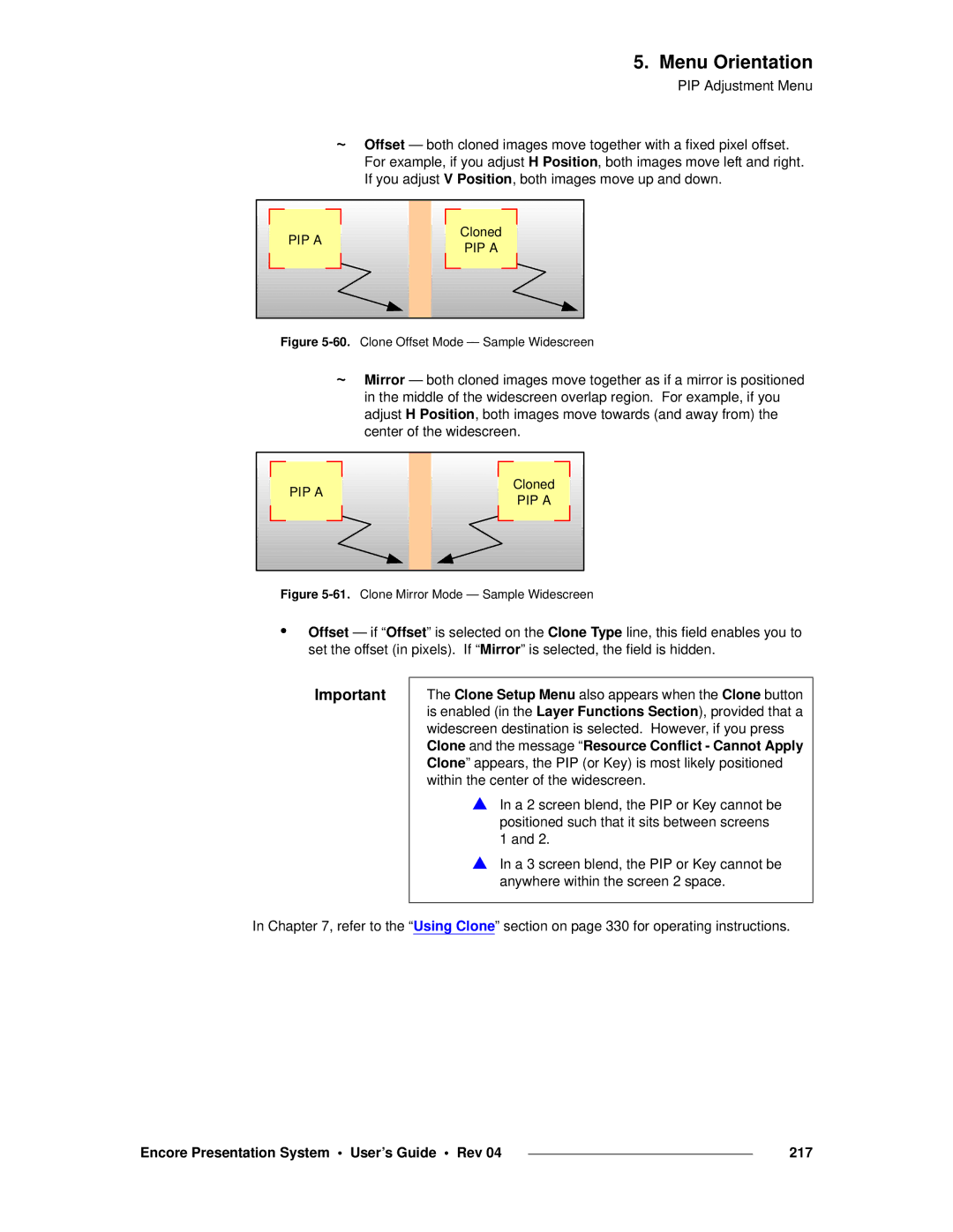 Barco 26-0313000-00 manual Encore Presentation System User’s Guide Rev 217, Clone Offset Mode Sample Widescreen 