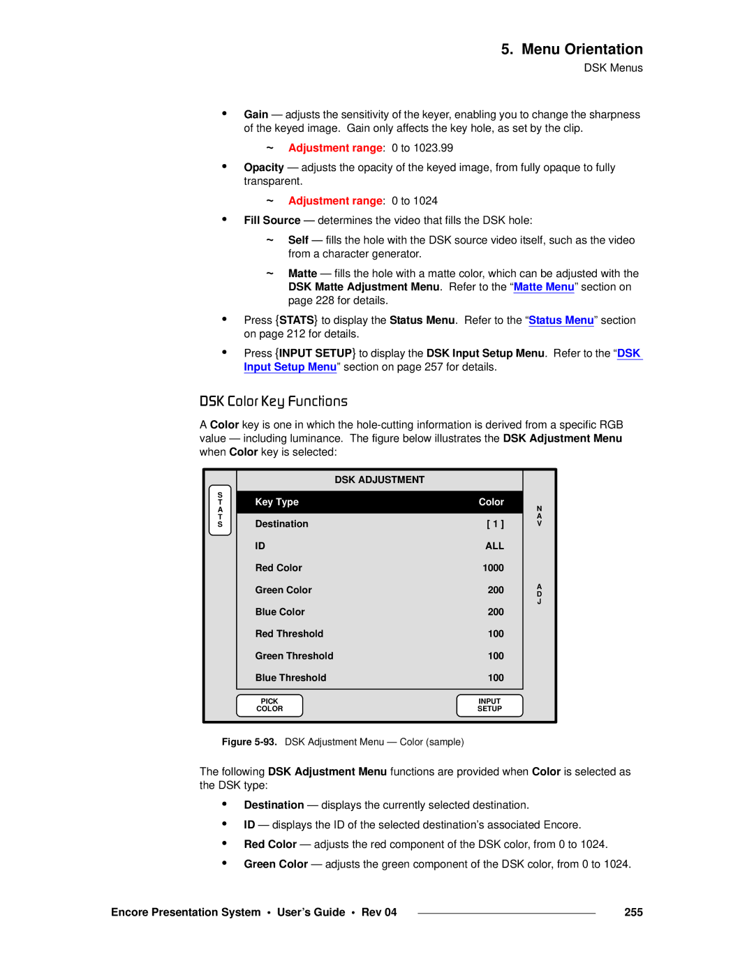 Barco 26-0313000-00 manual Aph=`çäçê=hÉó=cìåÅíáçåë, Encore Presentation System User’s Guide Rev 255 