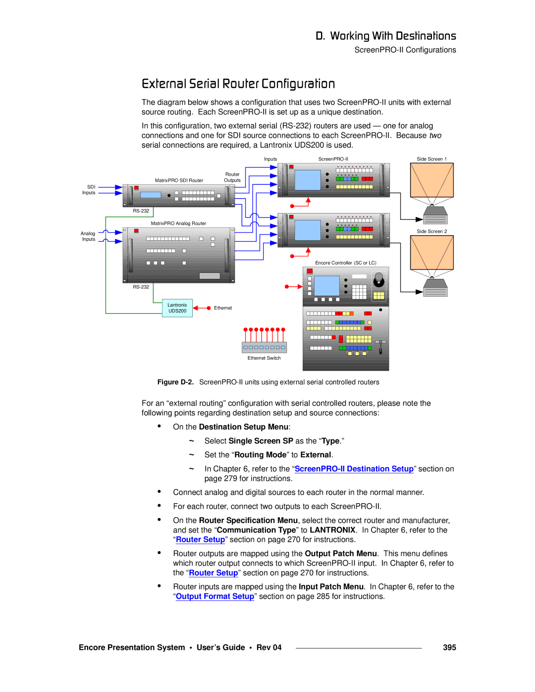 Barco 26-0313000-00 manual BñíÉêå~ä=pÉêá~ä=oçìíÉê=`çåÑáÖìê~íáçå, Encore Presentation System User’s Guide Rev 395 