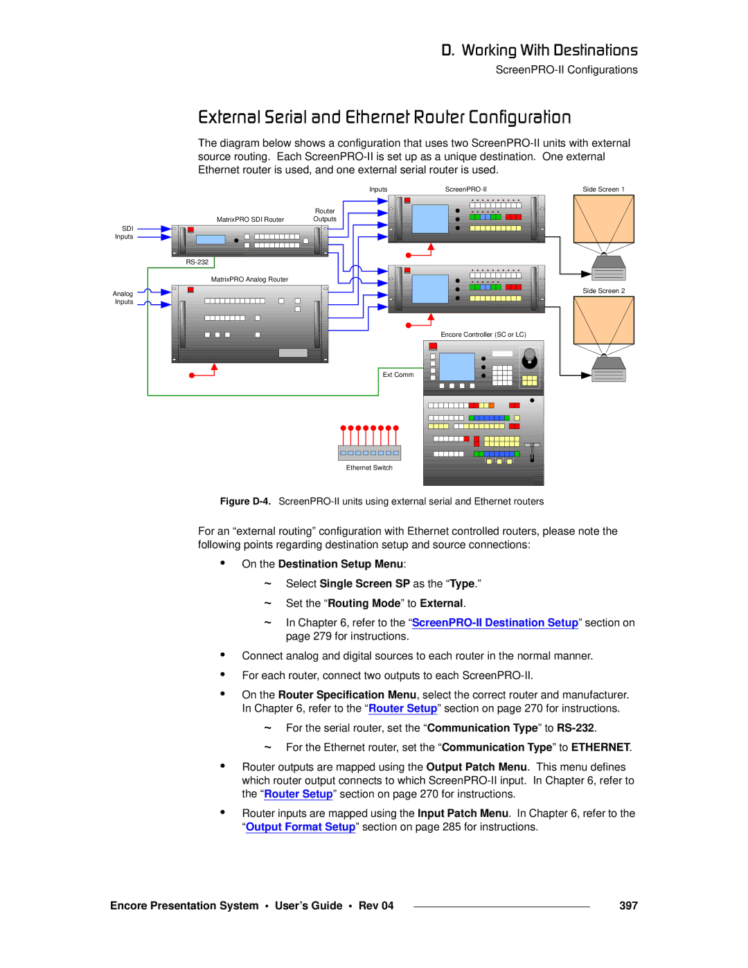 Barco 26-0313000-00 BñíÉêå~ä=pÉêá~ä=~åÇ=bíÜÉêåÉí=oçìíÉê=`çåÑáÖìê~íáçå, Encore Presentation System User’s Guide Rev 397 