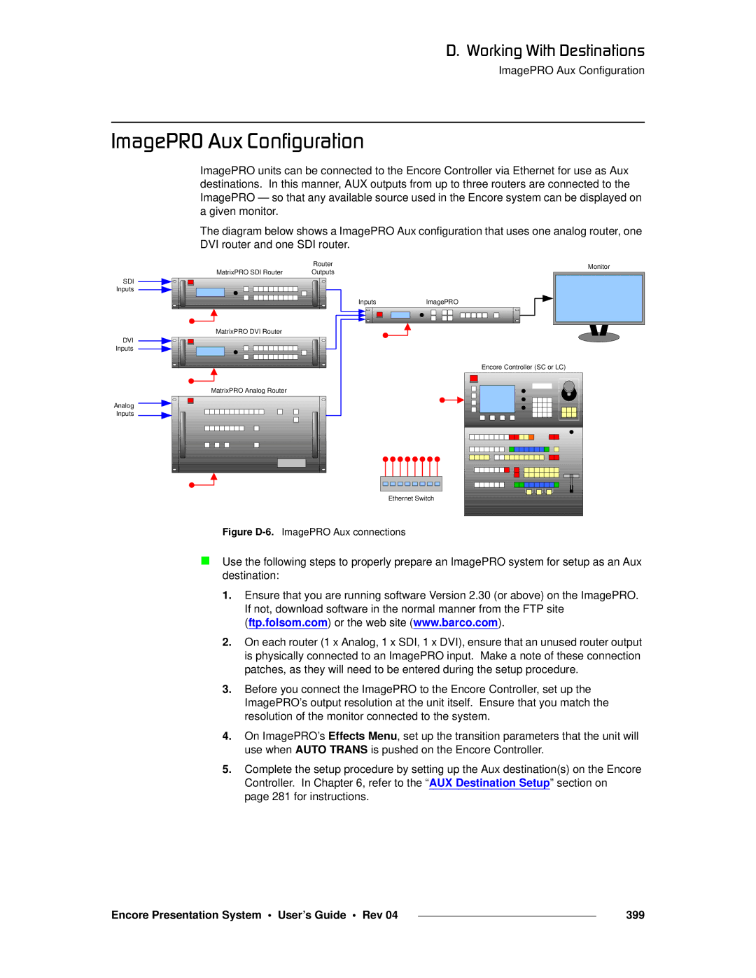 Barco 26-0313000-00 manual Fã~ÖÉmol=ìñ=`çåÑáÖìê~íáçå, Encore Presentation System User’s Guide Rev 399 