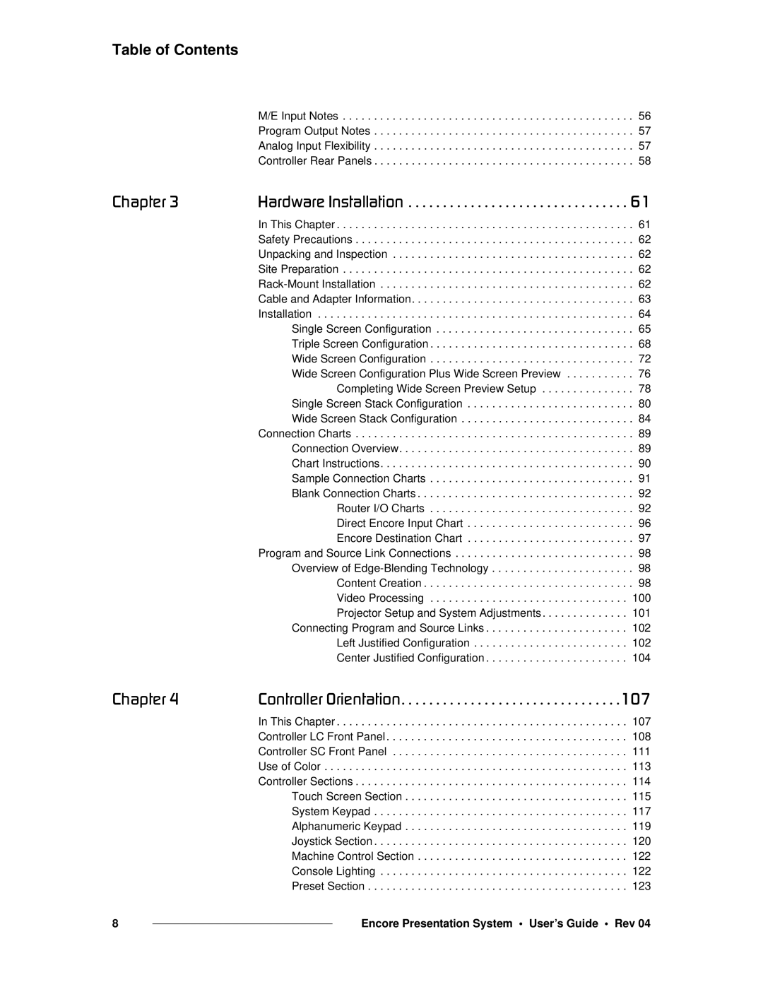 Barco 26-0313000-00 manual Table of Contents 