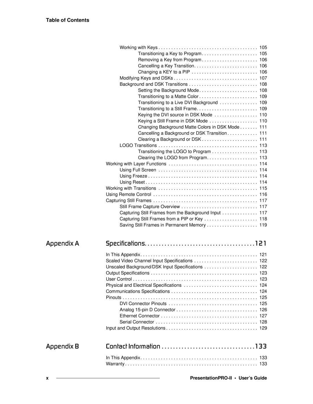 Barco 26-0405000-00 manual This Appendix Warranty 