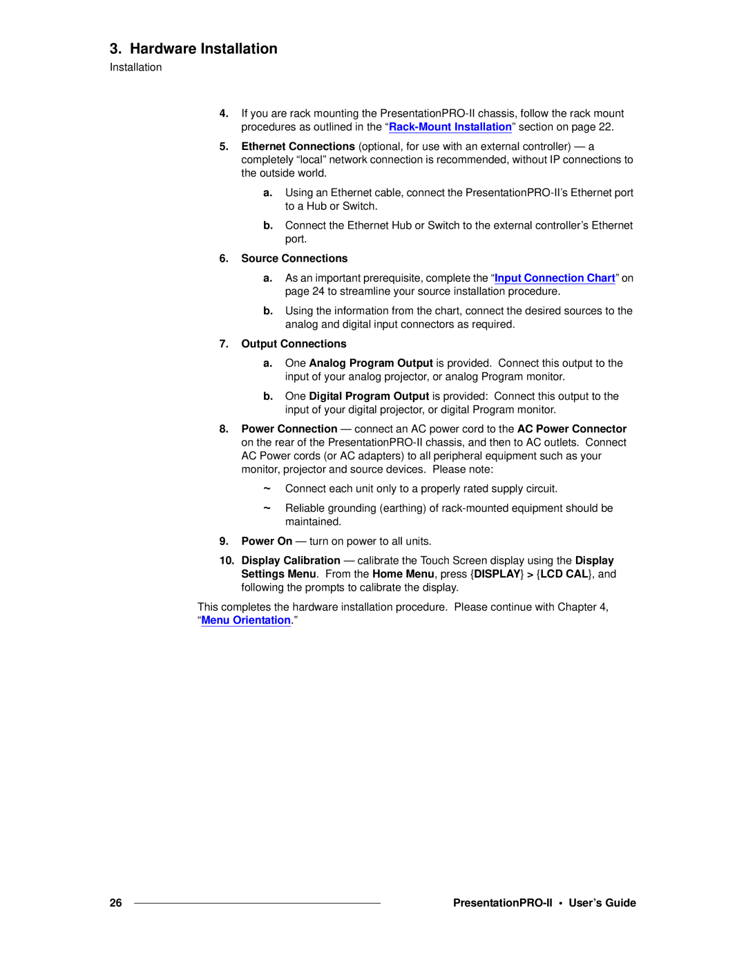 Barco 26-0405000-00 manual Source Connections, Output Connections 