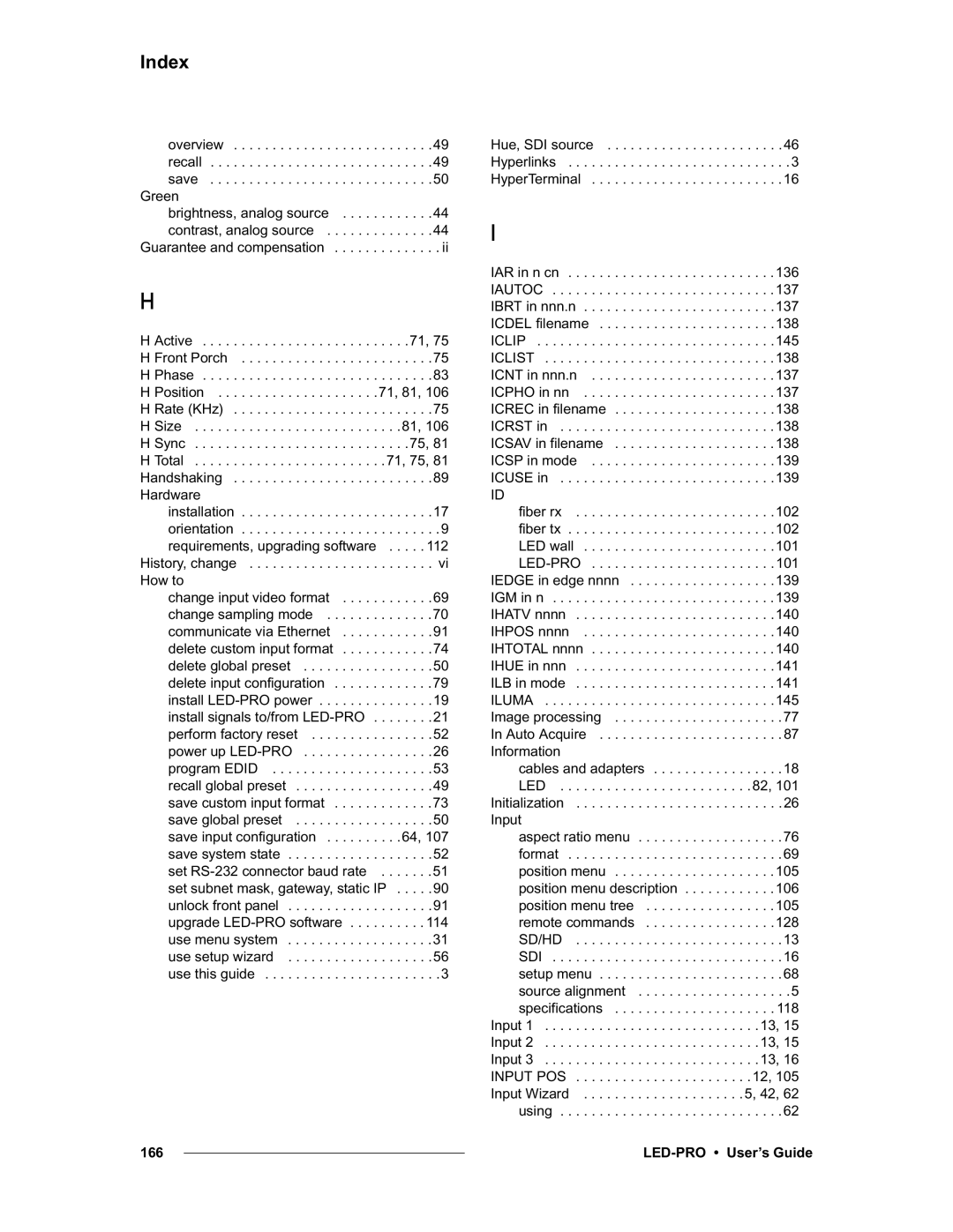 Barco 26-0501000-00, LED-PRO manual 145, Setup menu Source alignment Specifications 118 Input, Input Wizard Using 