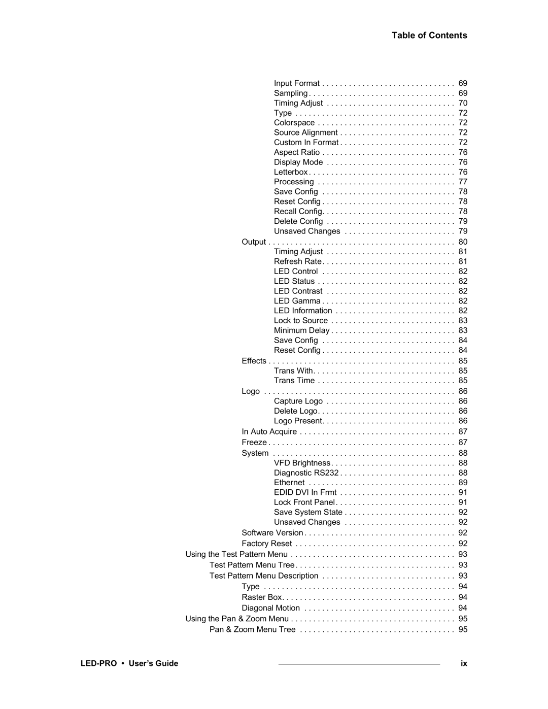 Barco LED-PRO, 26-0501000-00 manual Table of Contents 