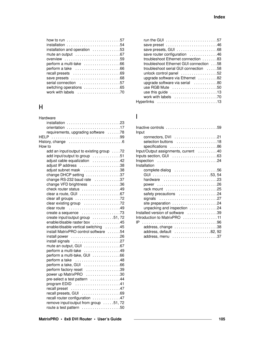 Barco 26-0503000-00 manual Help, 105 