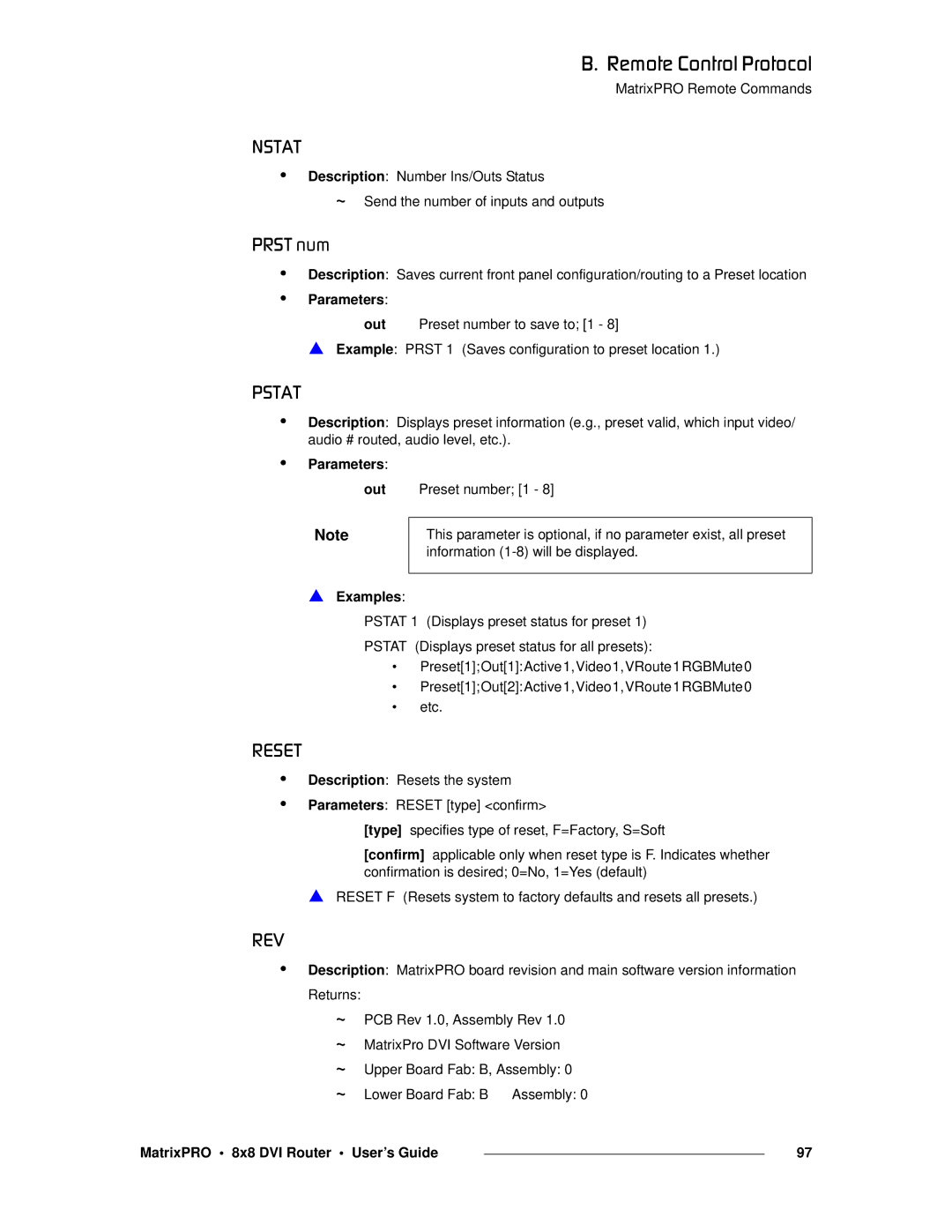 Barco 26-0503000-00 manual Mopq=åìã, Parameters Out Examples 