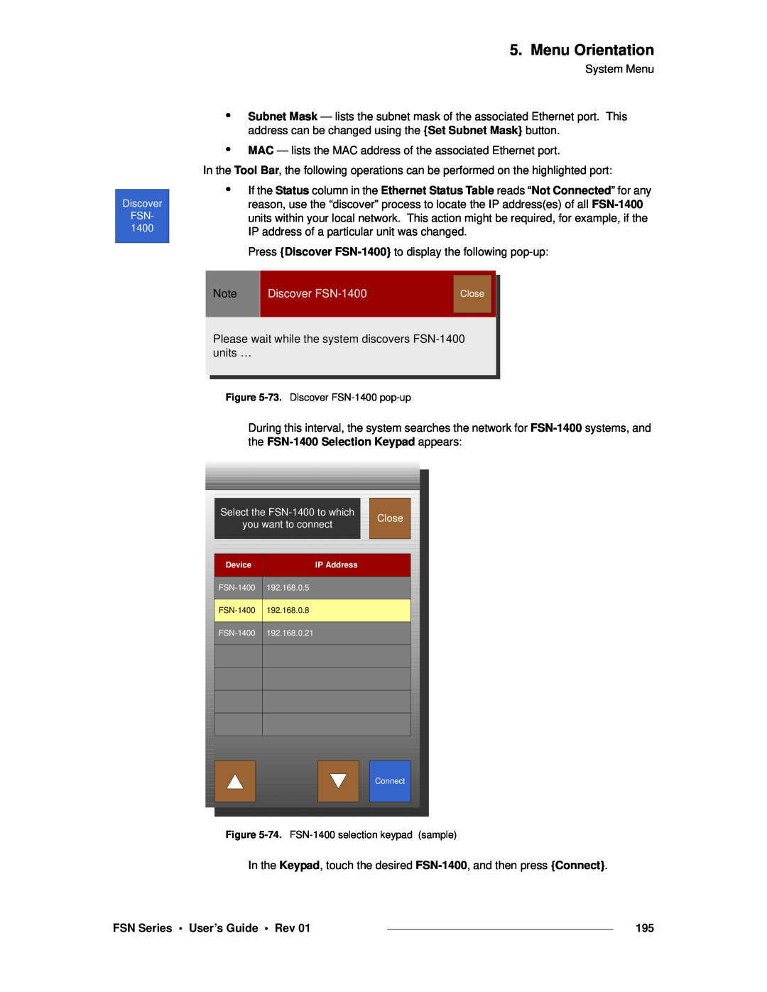 Barco 26-0702000-00 manual Discover FSN-1400, Menu Orientation, FSN Series • User’s Guide • Rev 