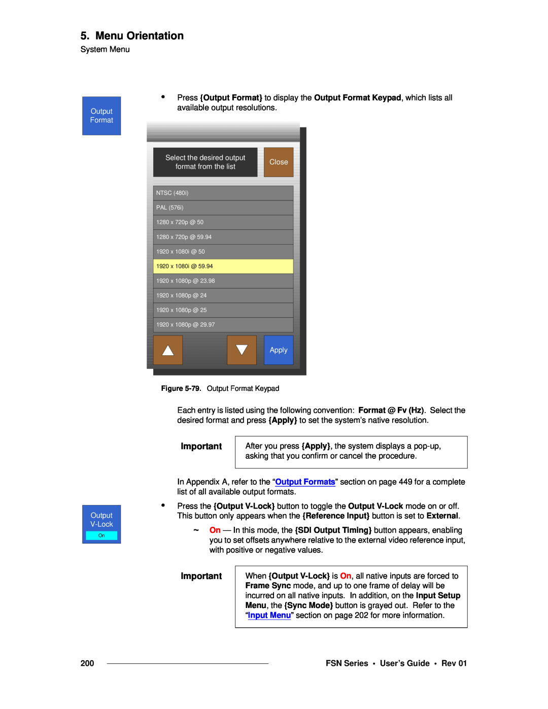Barco 26-0702000-00 manual Menu Orientation, FSN Series • User’s Guide • Rev 