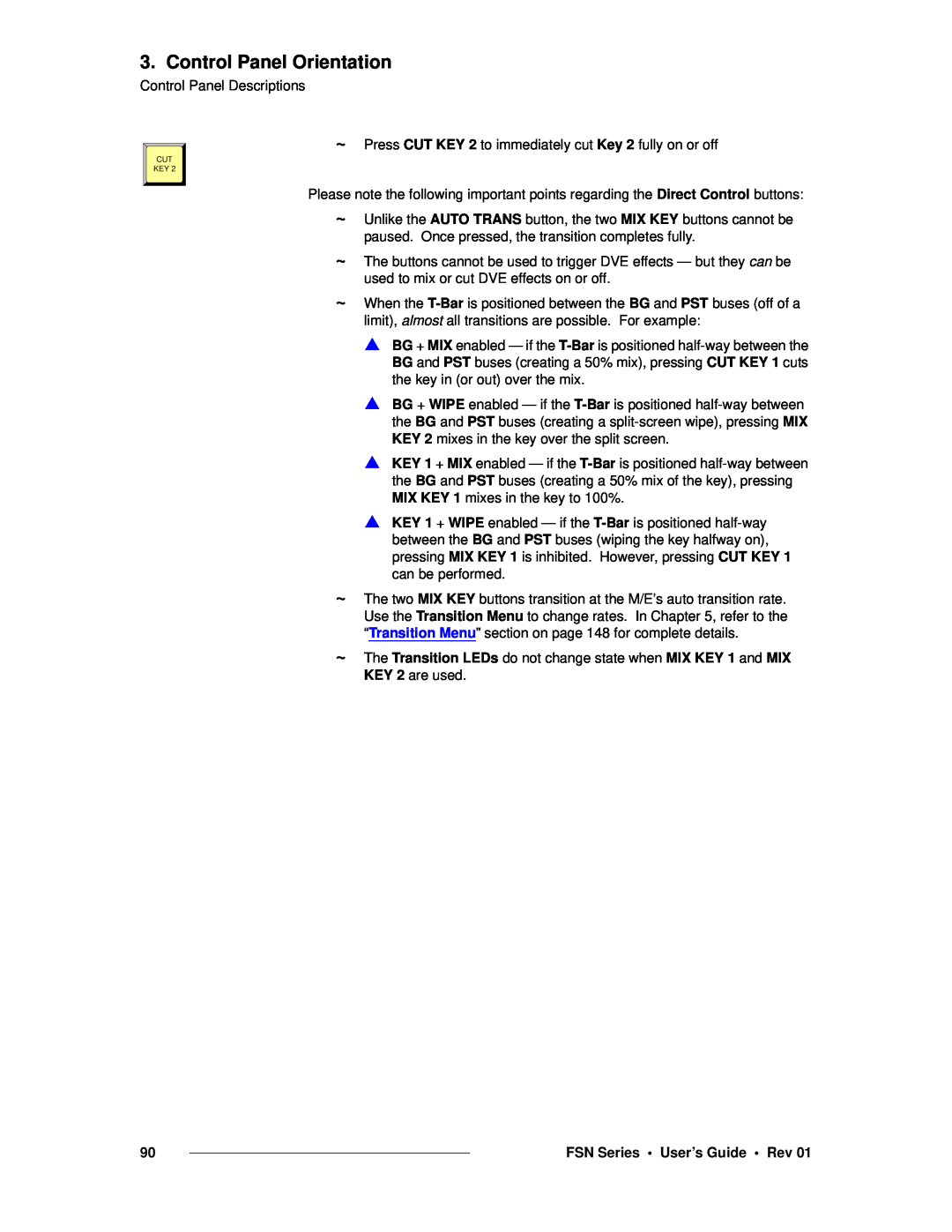 Barco 26-0702000-00 manual Control Panel Orientation, Control Panel Descriptions, FSN Series • User’s Guide • Rev 