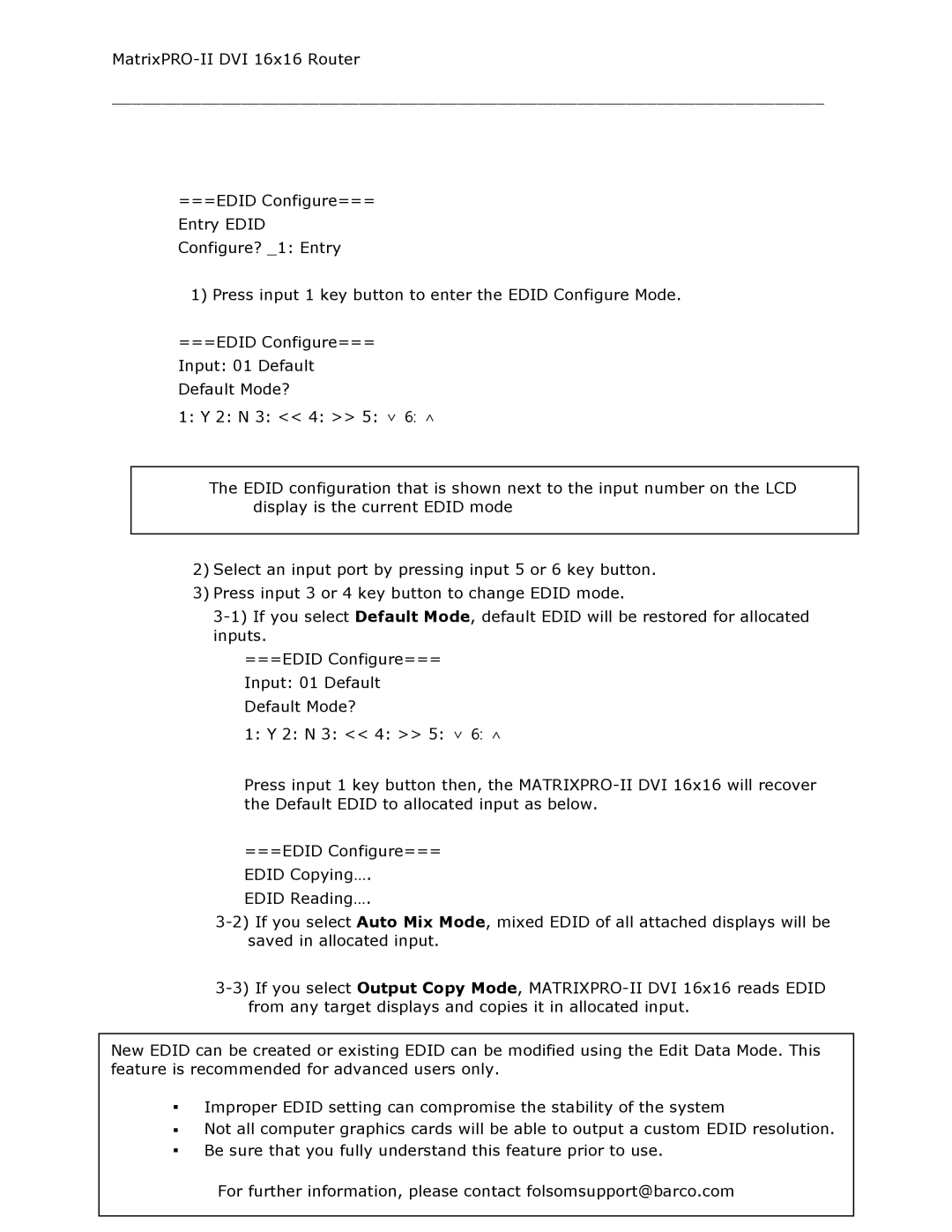 Barco 26-1302001-00 manual 