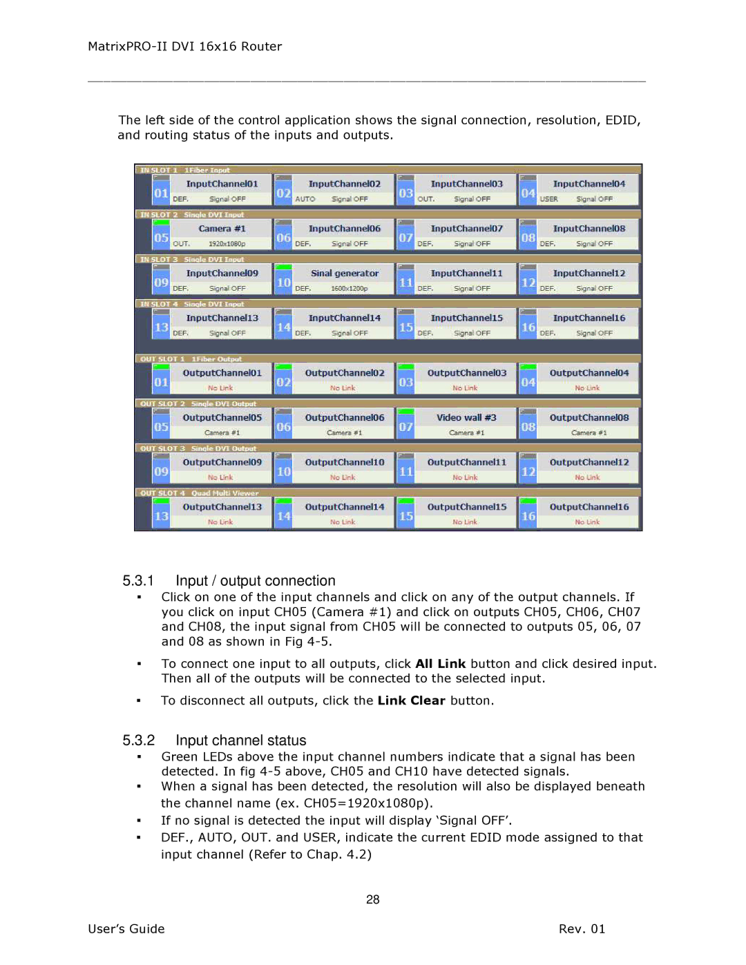 Barco 26-1302001-00 manual Input / output connection 