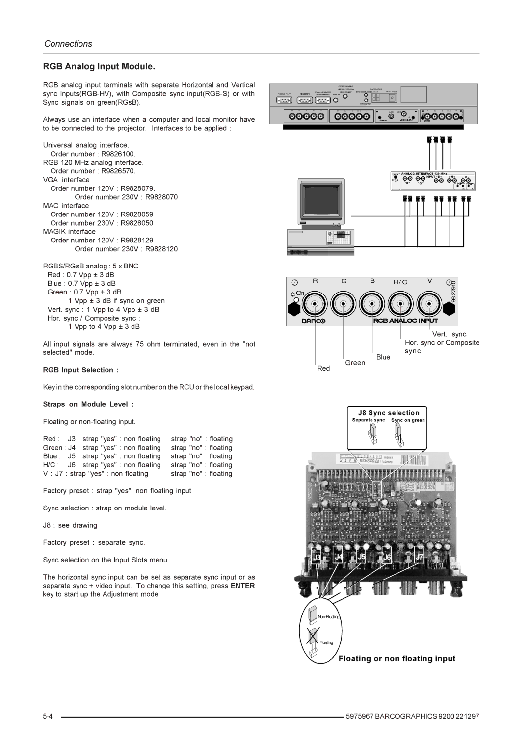 Barco 9200 owner manual RGB Analog Input Module 