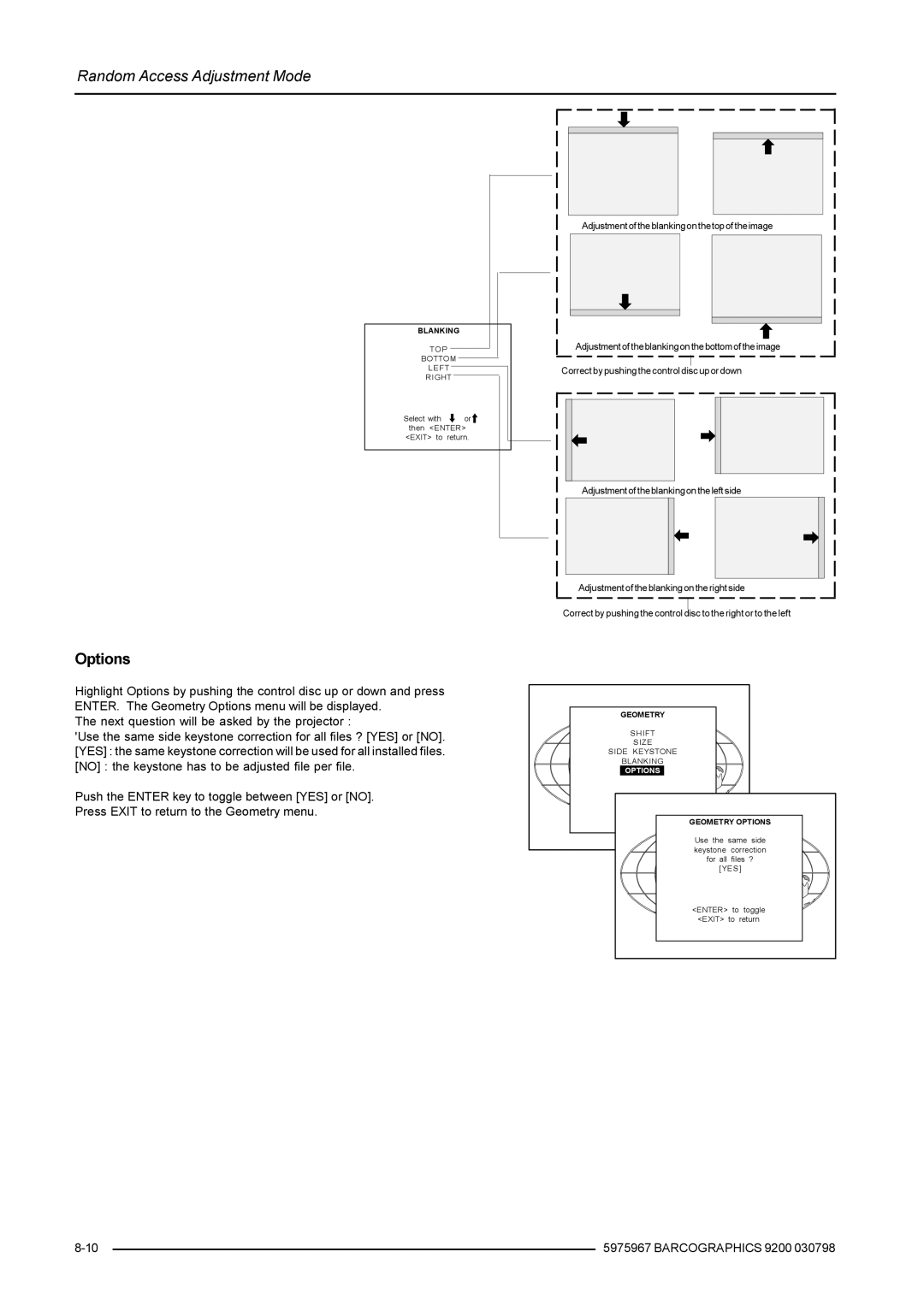 Barco 9200 owner manual Options 