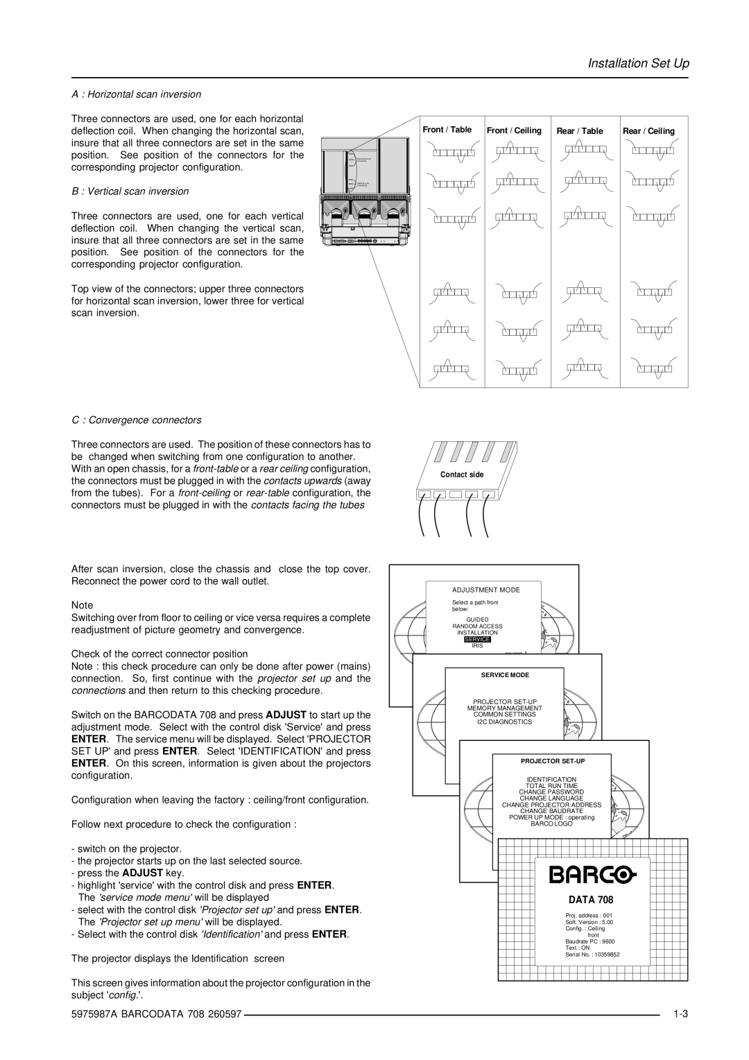 Barco DATA 708 installation manual Data 