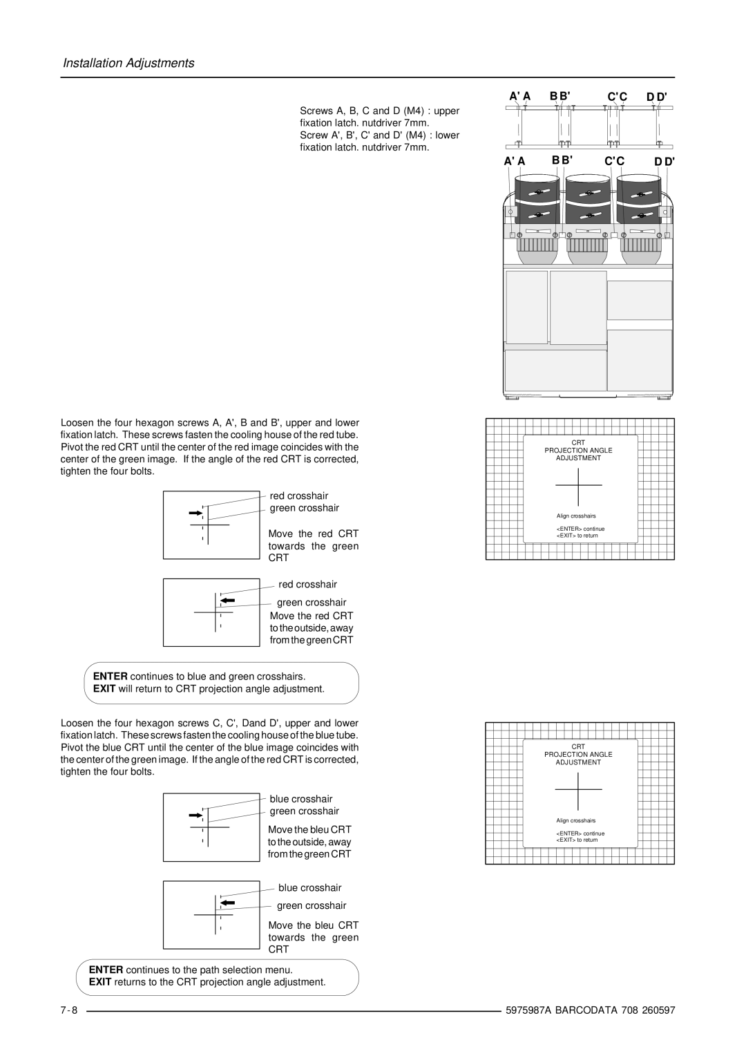 Barco DATA 708 installation manual B B Cc D D 