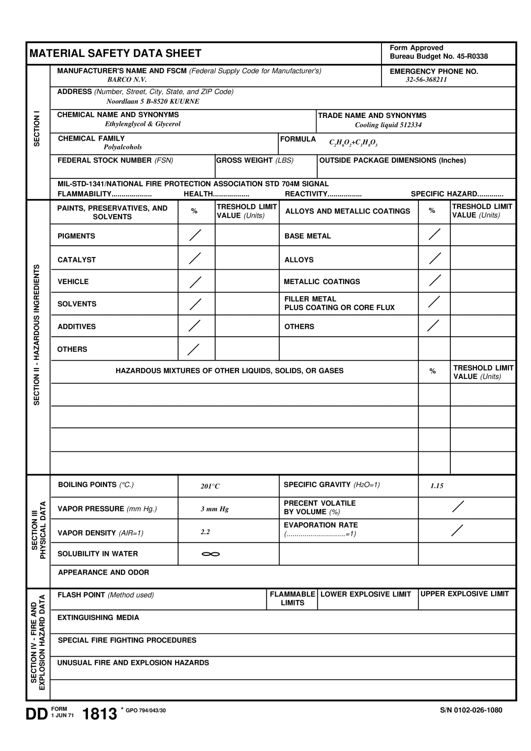 Barco DATA 708 installation manual Material Safety Data Sheet 