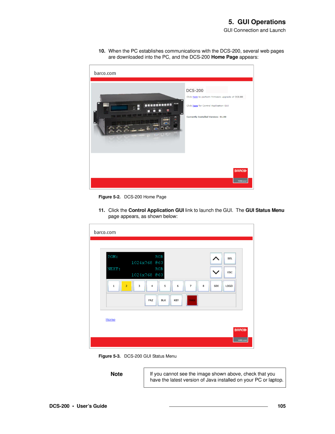 Barco manual DCS-200 User’s Guide 105, DCS-200 Home 