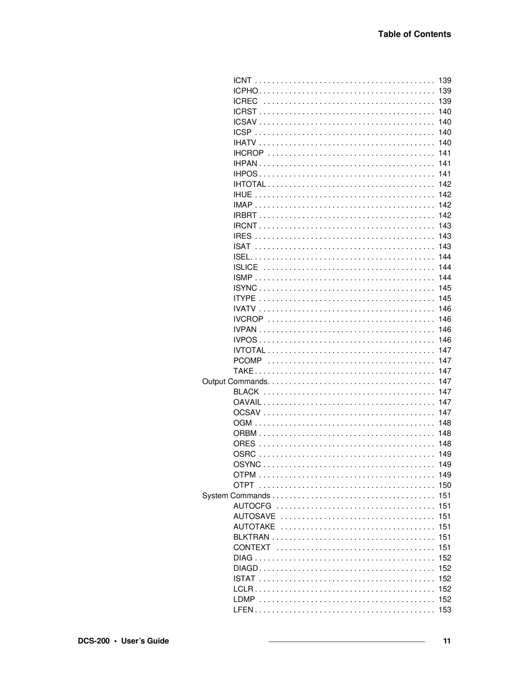 Barco DCS-200 manual Table of Contents 