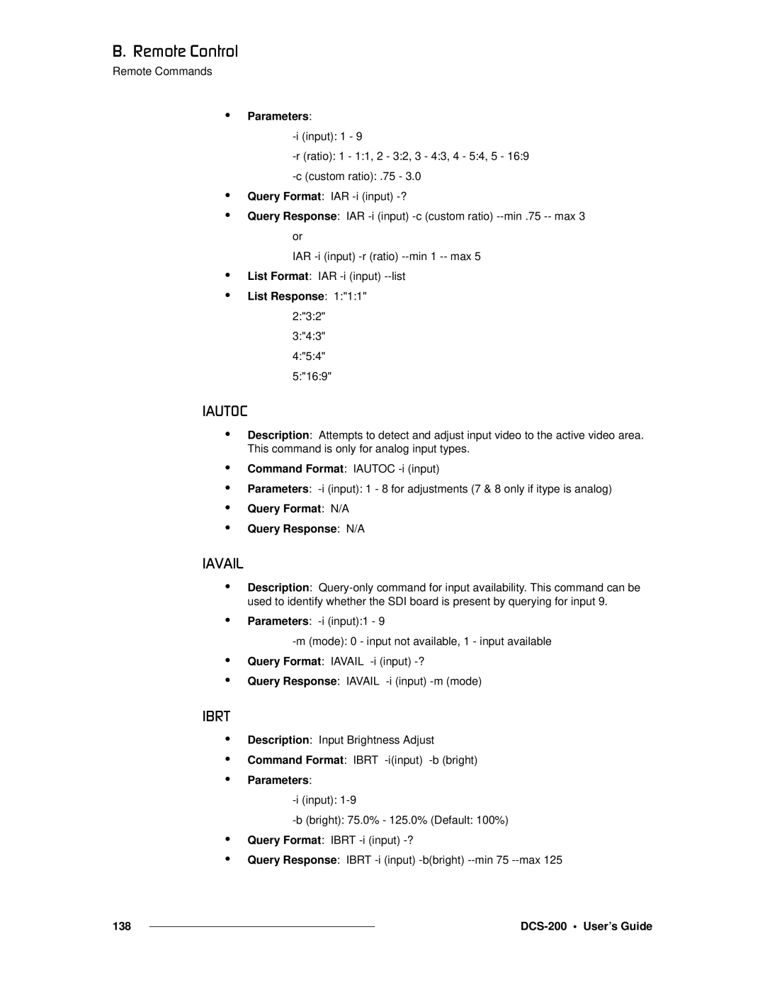 Barco DCS-200 manual Frql`=, Fsfi, List Response 111, 343 454 5169, Query Format N/A Query Response N/A 