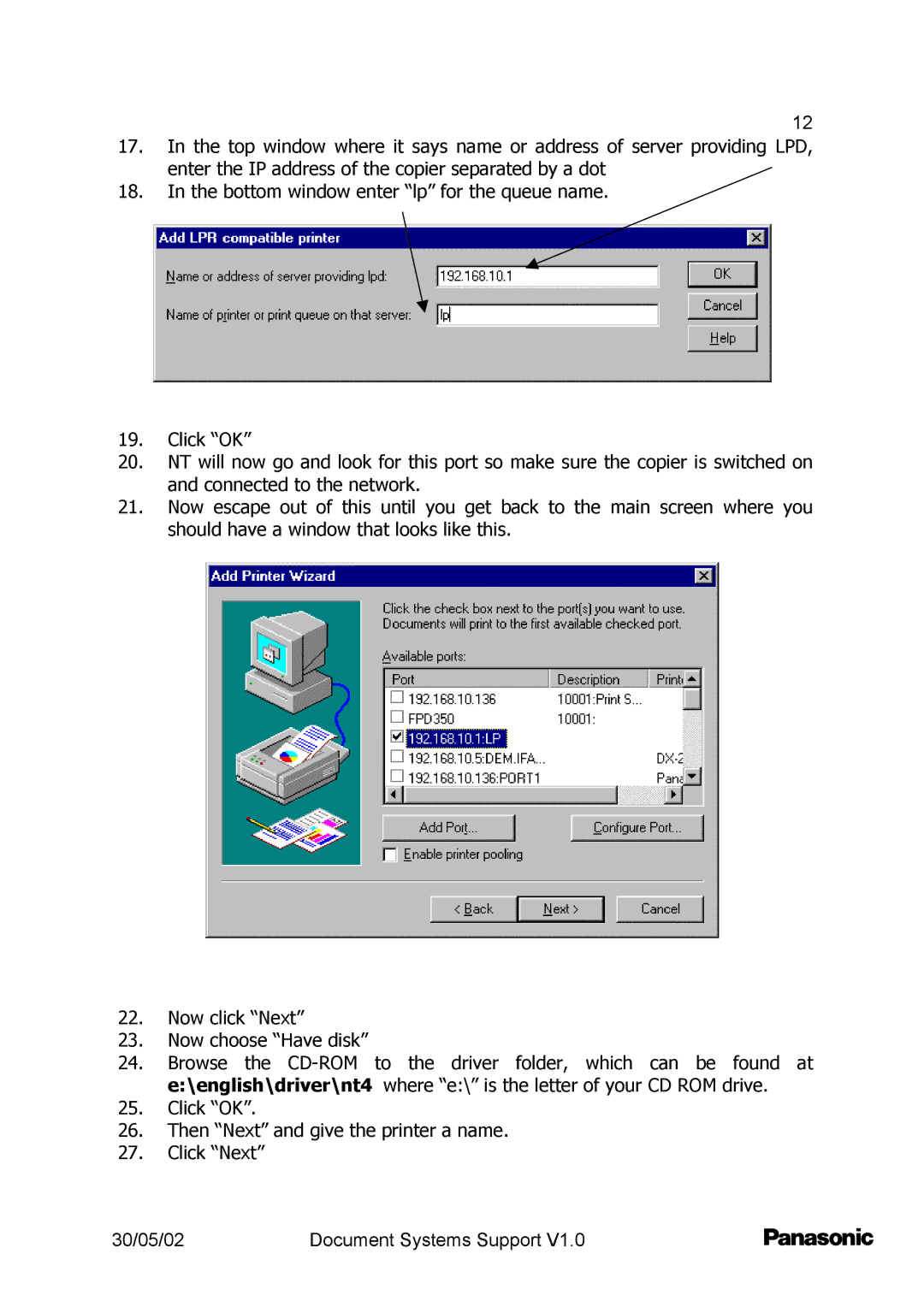 Barco DP2000/2500 setup guide 30/05/02 Document Systems Support 