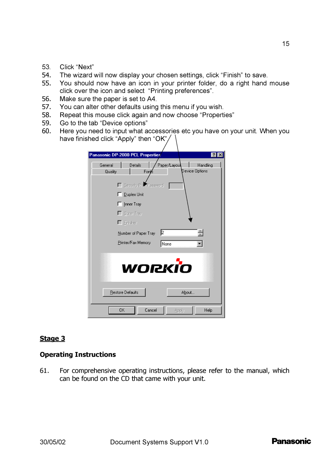 Barco DP2000/2500 setup guide Stage Operating Instructions 