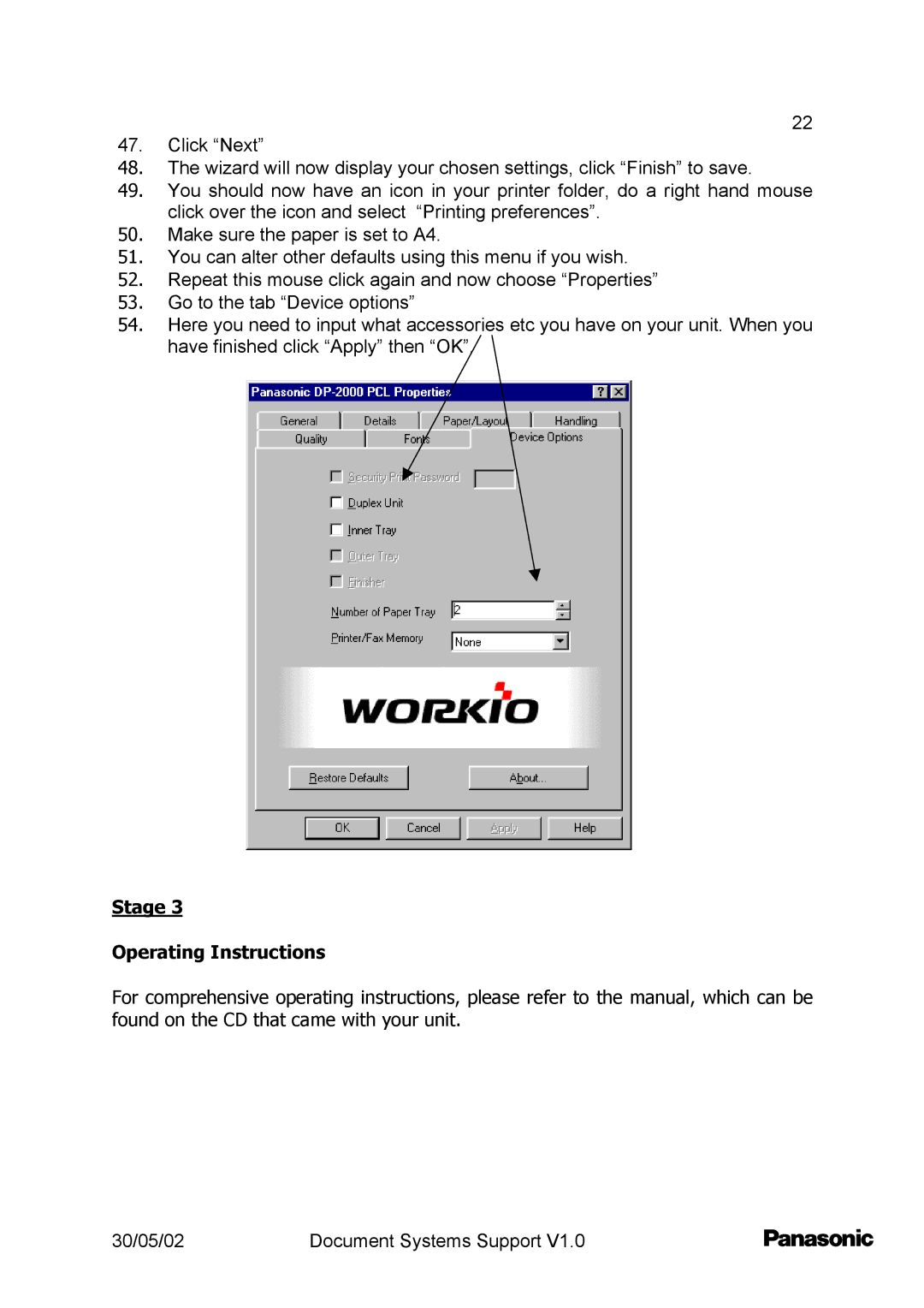 Barco DP2000/2500 setup guide Stage Operating Instructions 