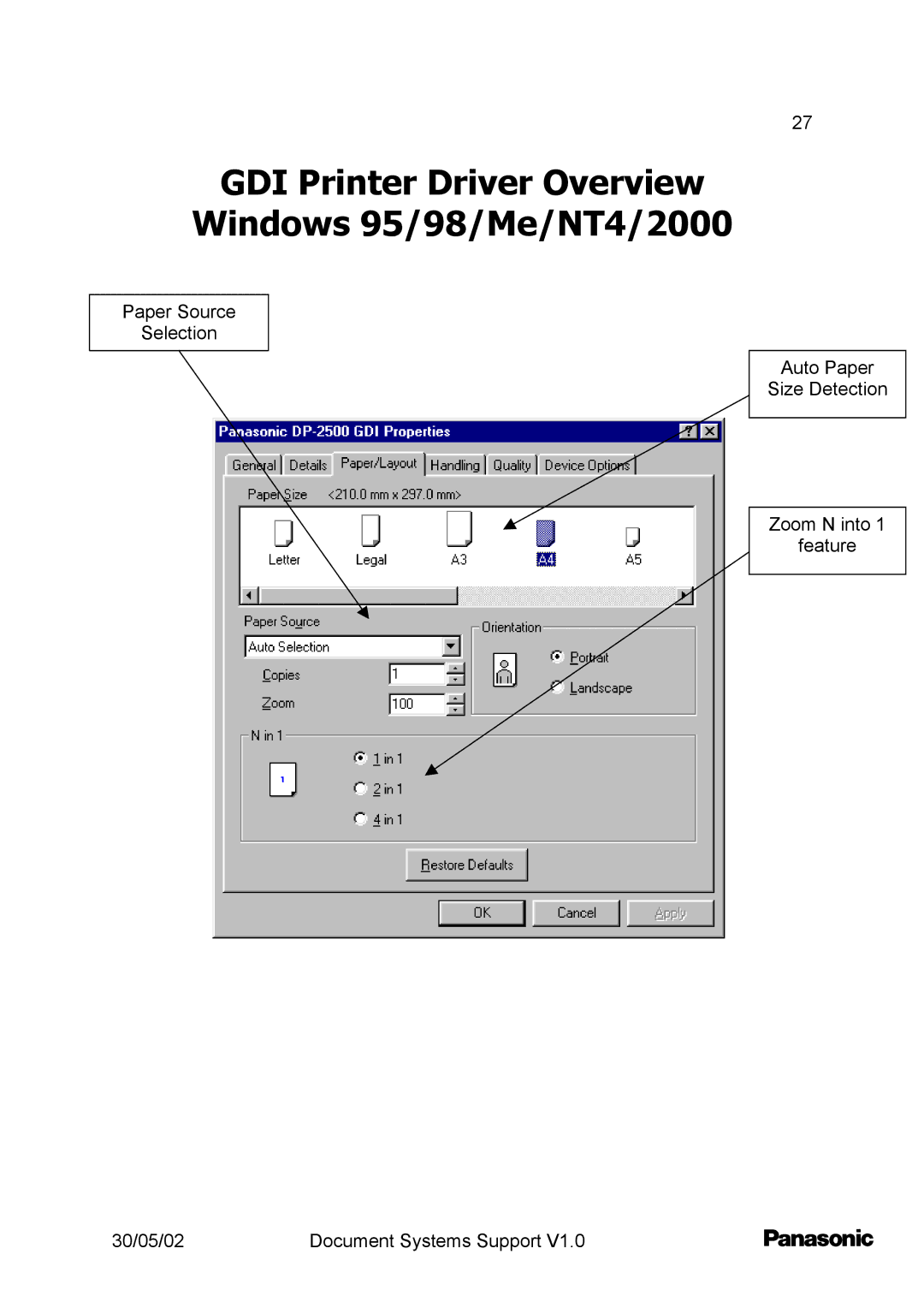 Barco DP2000/2500 setup guide GDI Printer Driver Overview Windows 95/98/Me/NT4/2000 