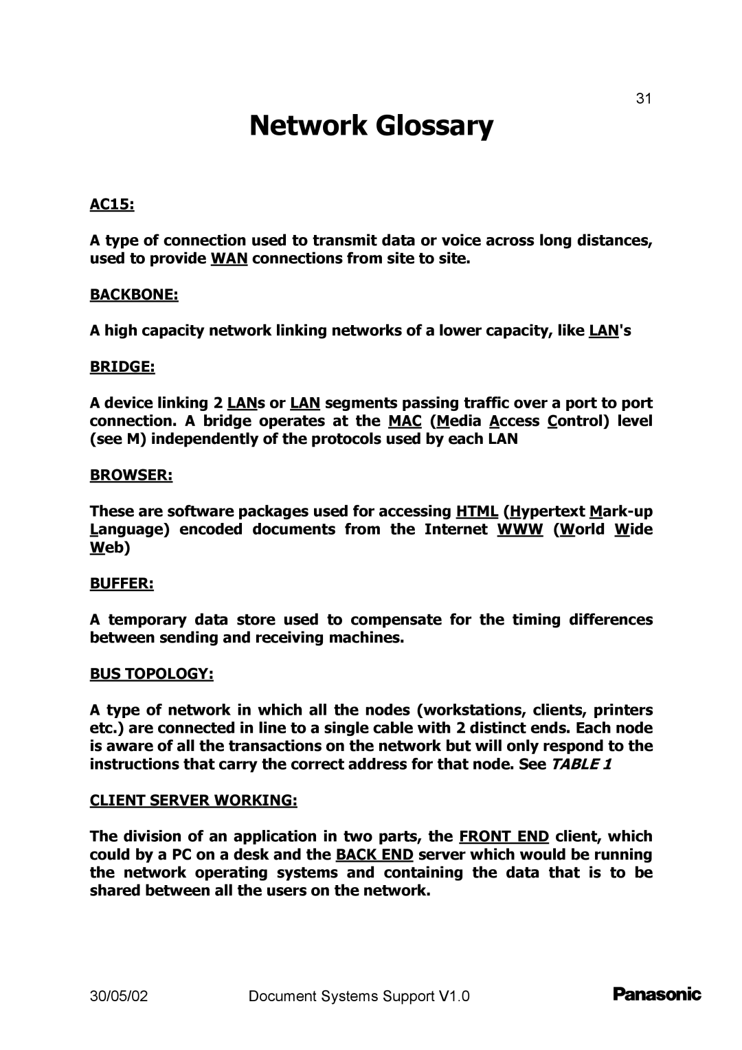 Barco DP2000/2500 setup guide Network Glossary 