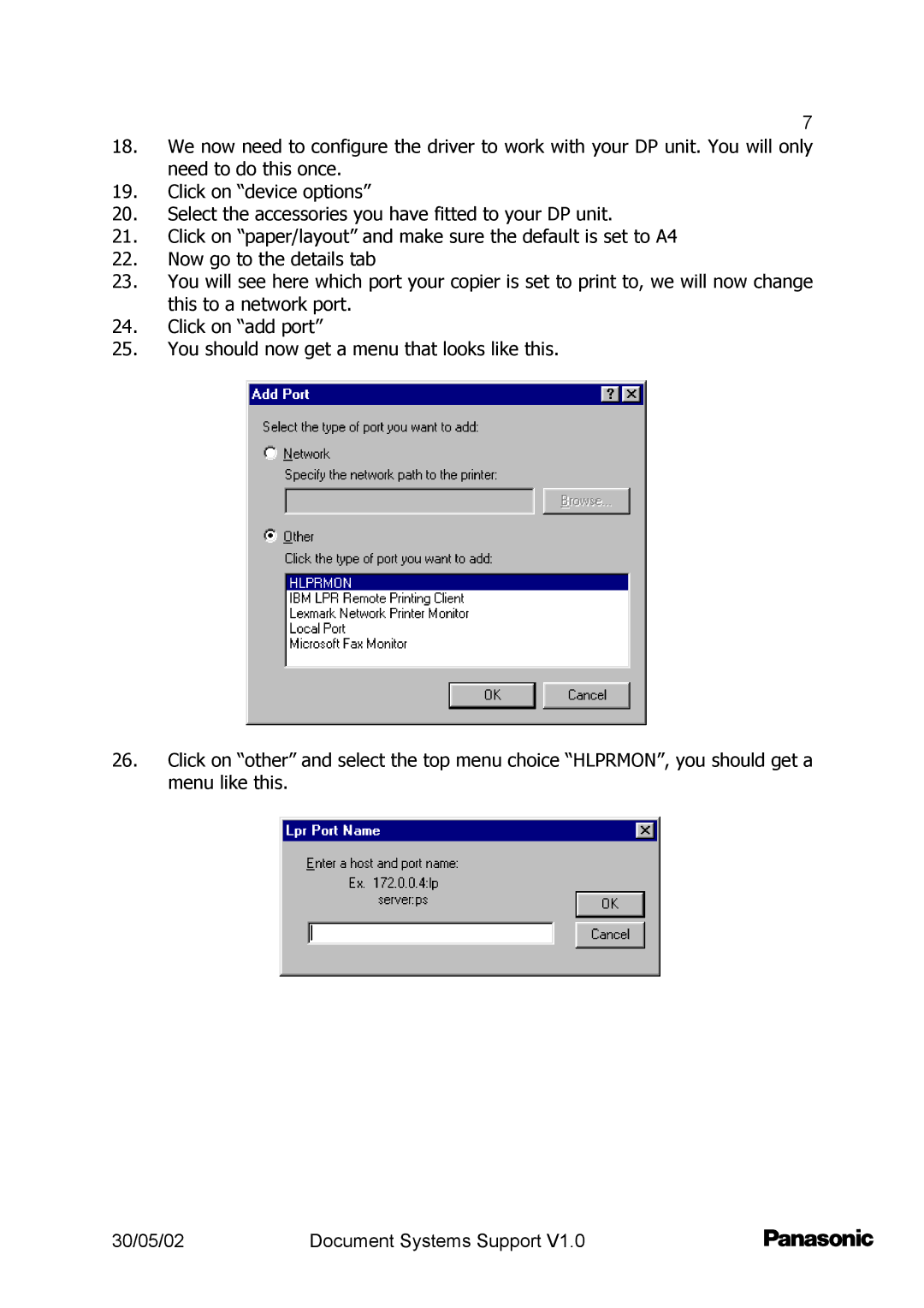 Barco DP2000/2500 setup guide 30/05/02 Document Systems Support 