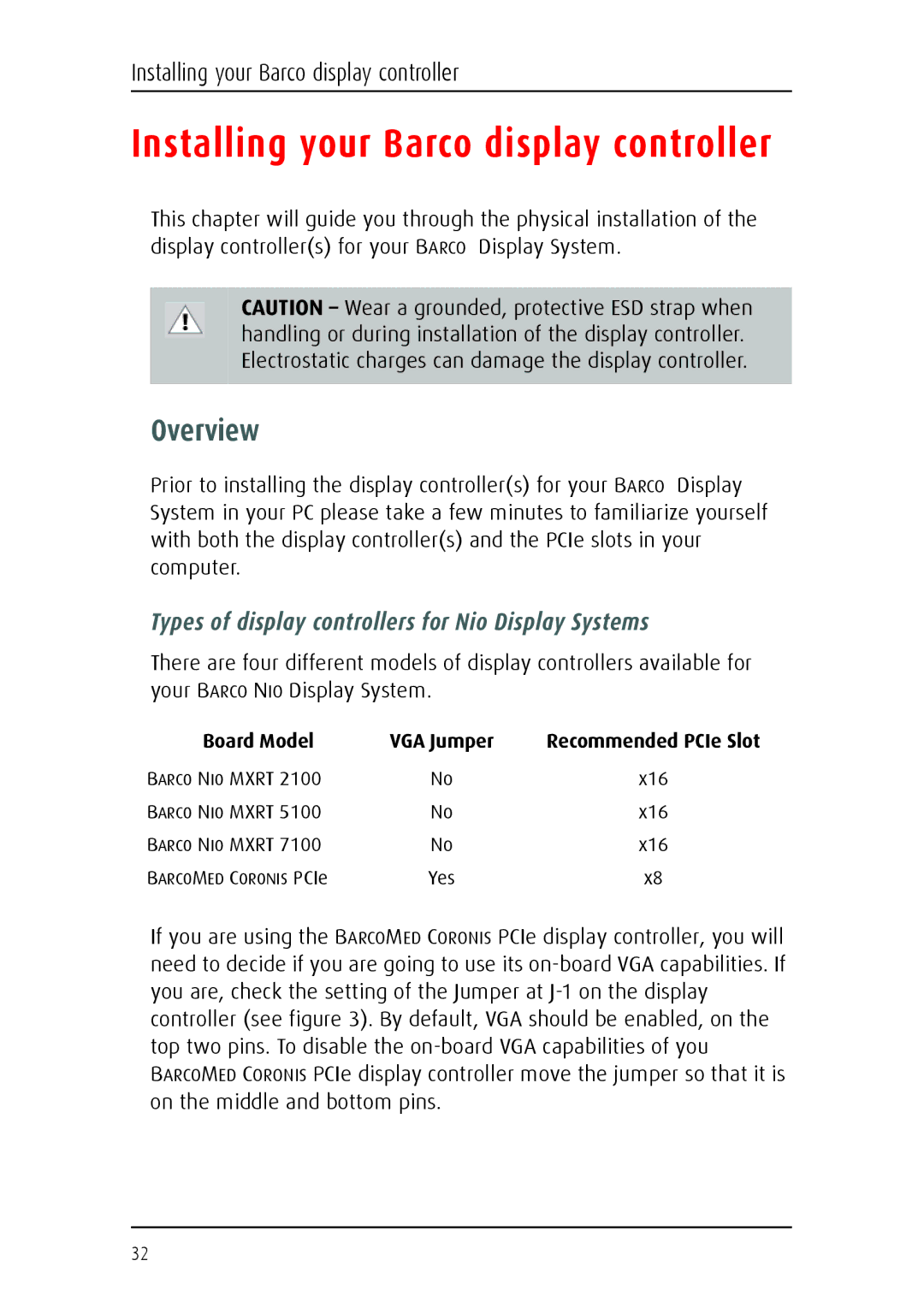 Barco E-2320 C (SE) system manual Installing your Barco display controller, Overview 