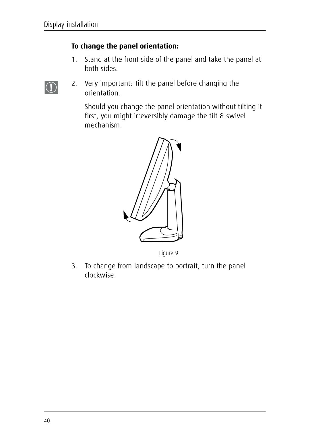 Barco E-2320 C (SE) system manual To change the panel orientation 