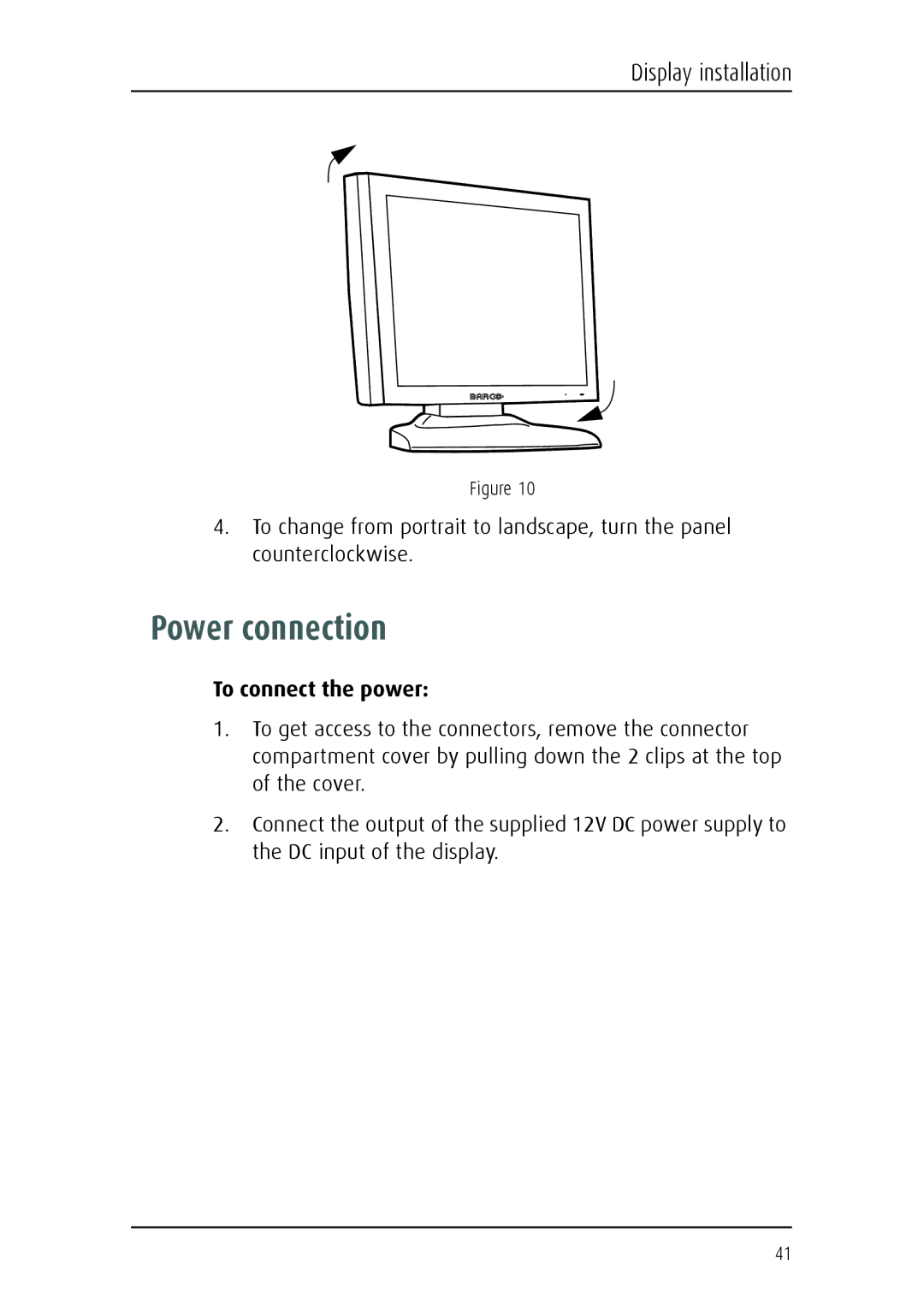 Barco E-2320 C (SE) system manual Power connection, To connect the power 