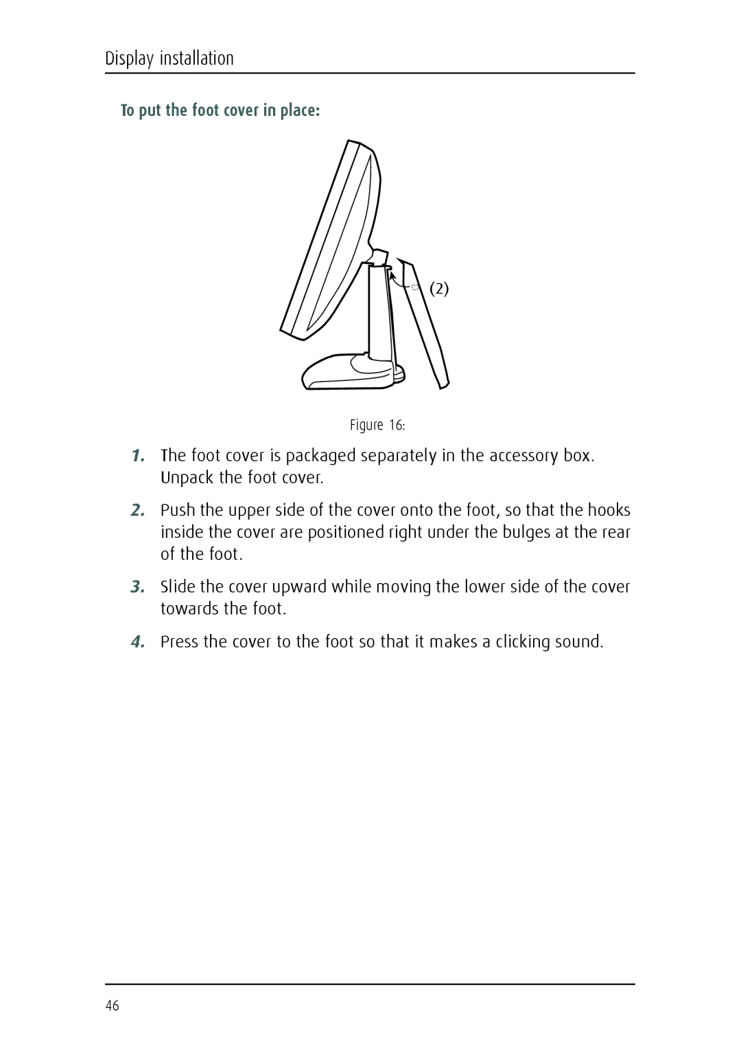 Barco E-2320 C (SE) system manual To put the foot cover in place 