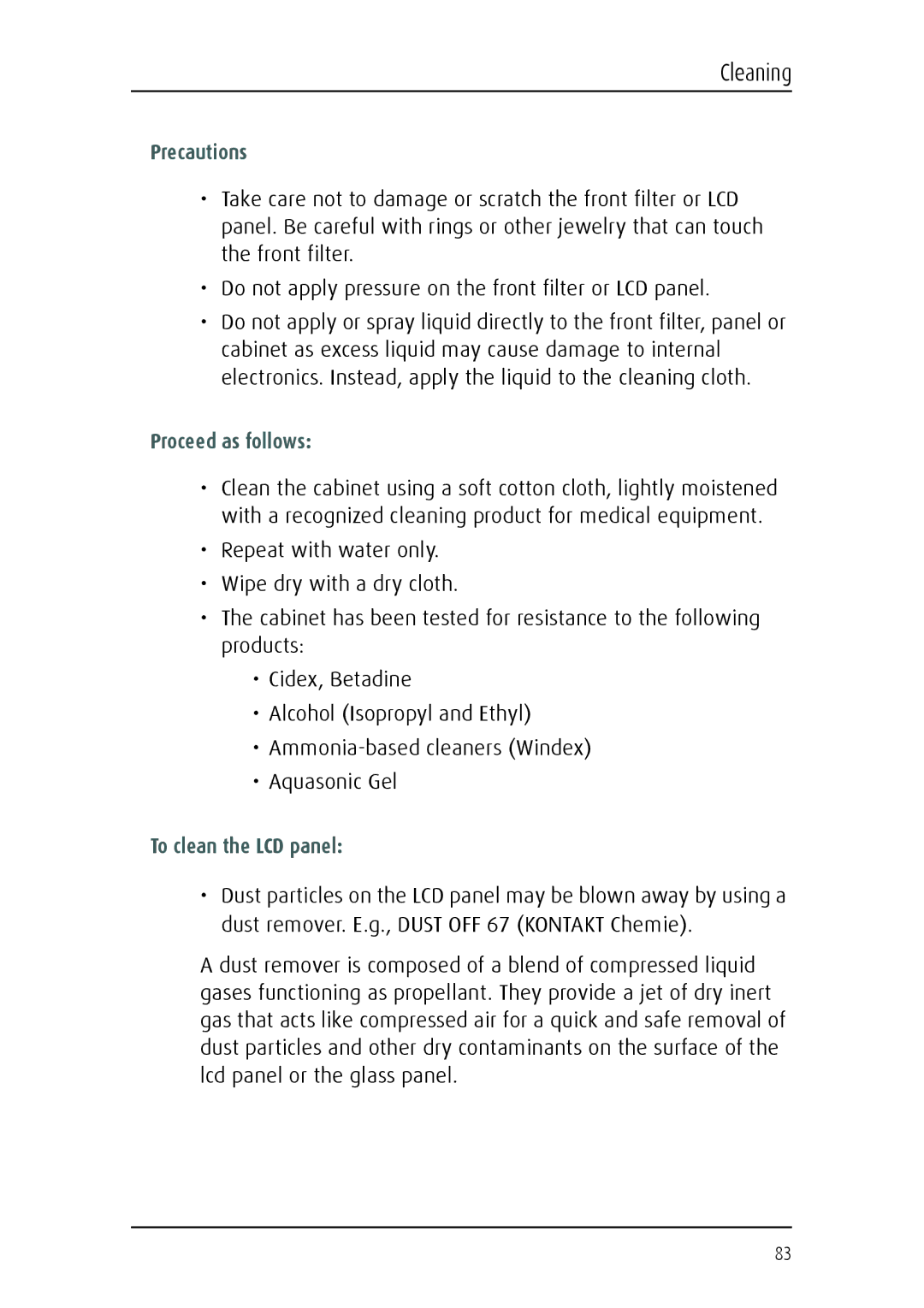 Barco E-2320 C (SE) system manual Proceed as follows, To clean the LCD panel 