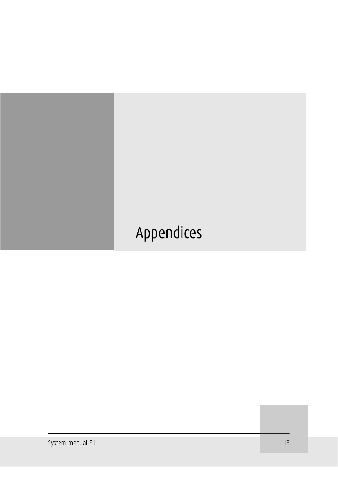 Barco Appendices, System manual E1 