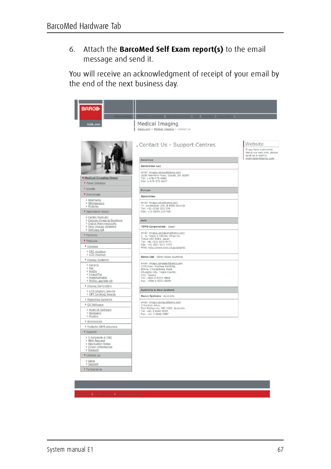 Barco E1 manual BarcoMed Hardware Tab 